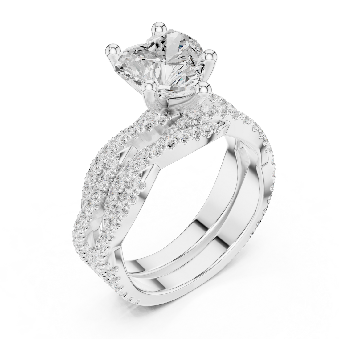 Round Brilliant-Cut Lab-Grown Diamond Bridal Ring Set | 14K & 18K Gold