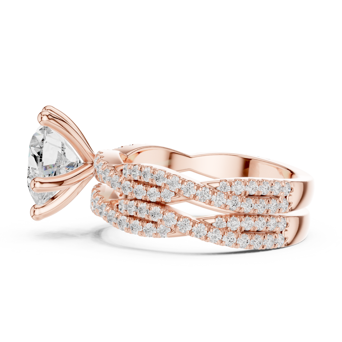 Round Brilliant-Cut Lab-Grown Diamond Bridal Ring Set | 14K & 18K Gold