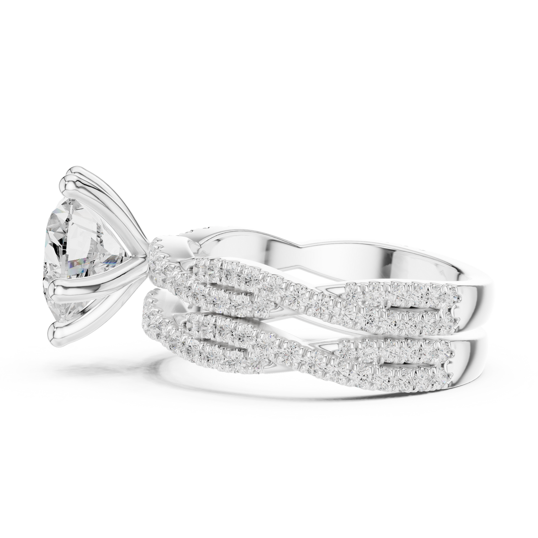 Round Brilliant-Cut Lab-Grown Diamond Bridal Ring Set | 14K & 18K Gold