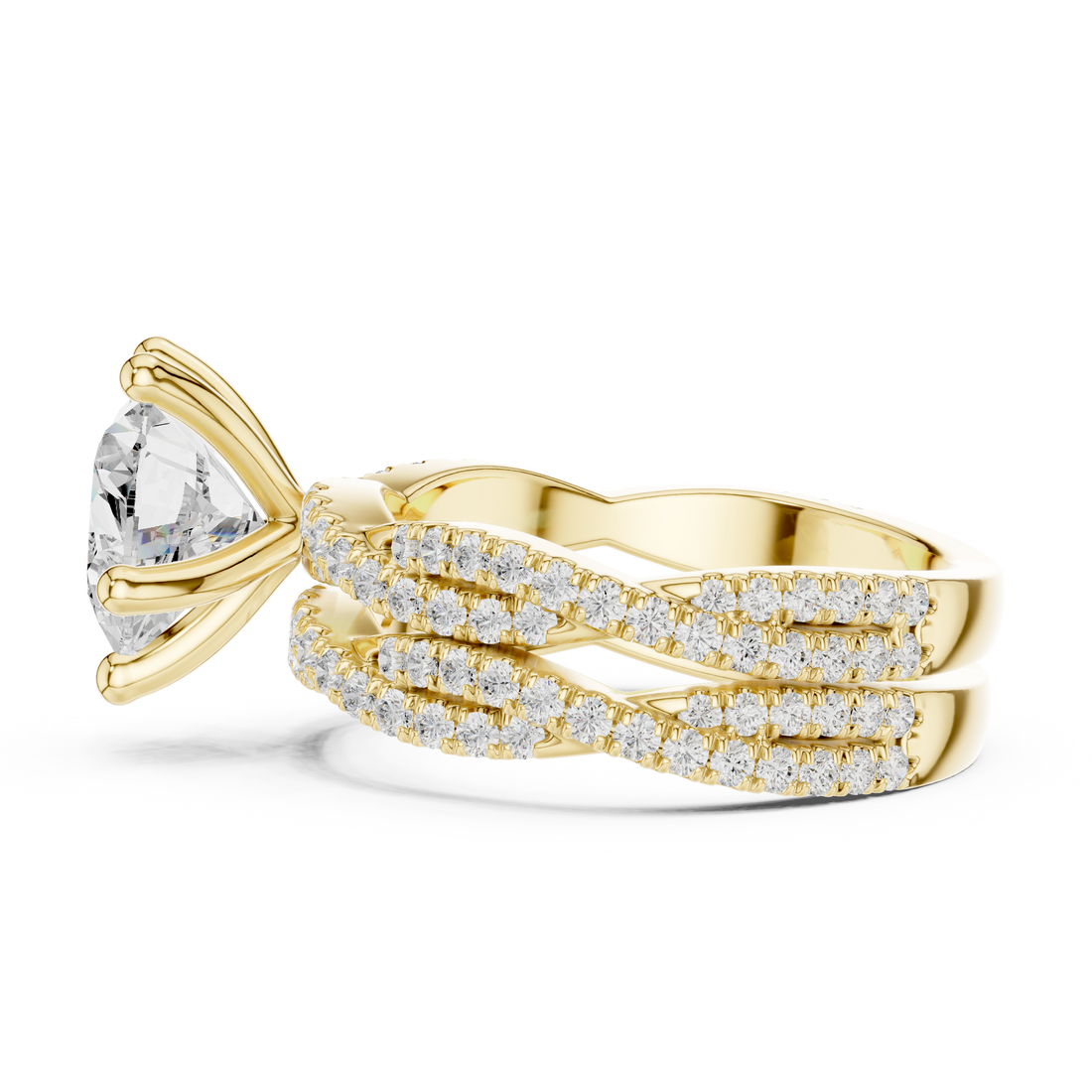 Round Brilliant-Cut Lab-Grown Diamond Bridal Ring Set | 14K & 18K Gold