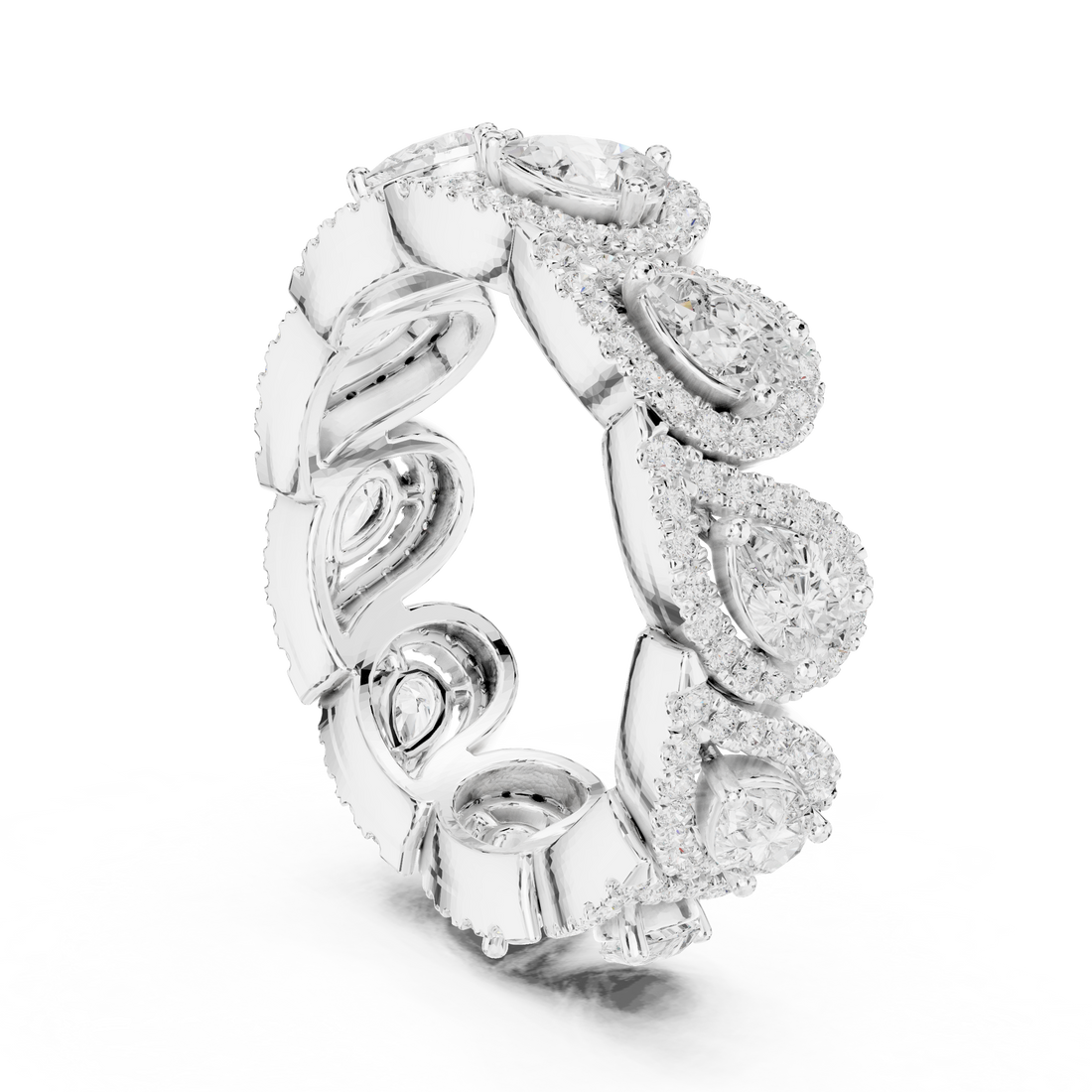 Pear Cut Halo Lab-Grown Diamond Eternity Band – Kiashaa Jewellery