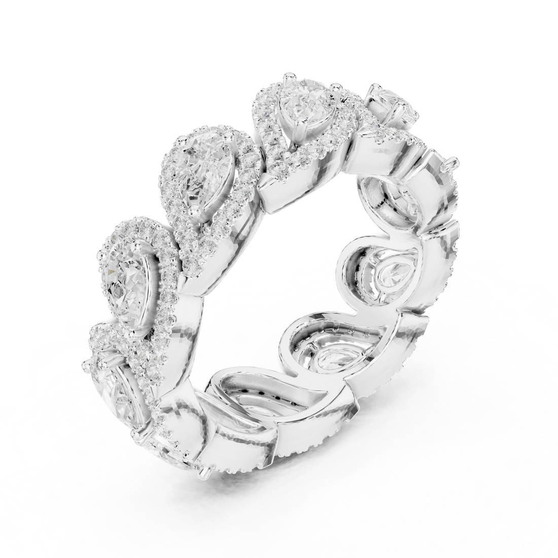 Pear Cut Halo Lab-Grown Diamond Eternity Band – Kiashaa Jewellery