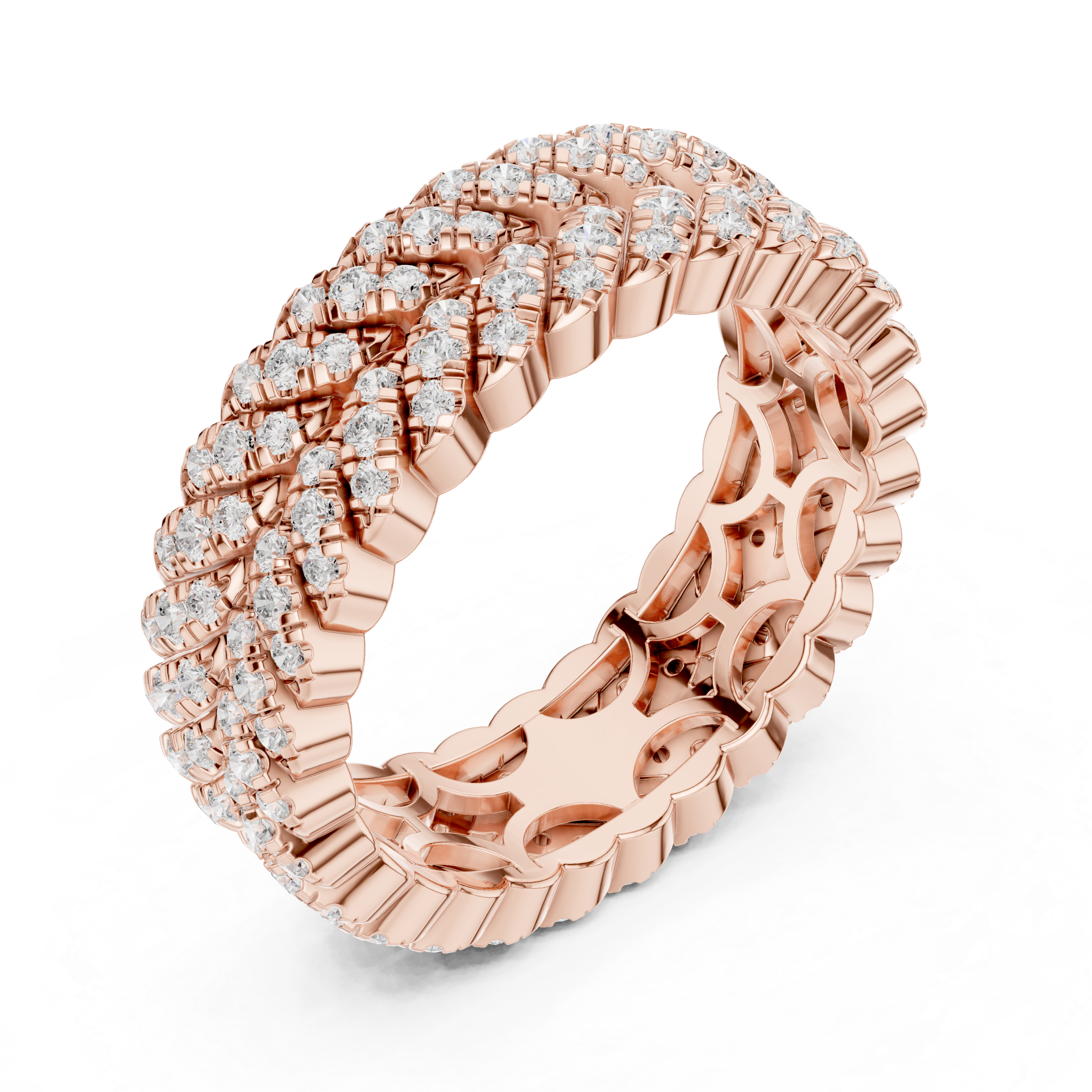 Triple Row Lab-Grown Diamond Eternity Band – Kiashaa Jewellery