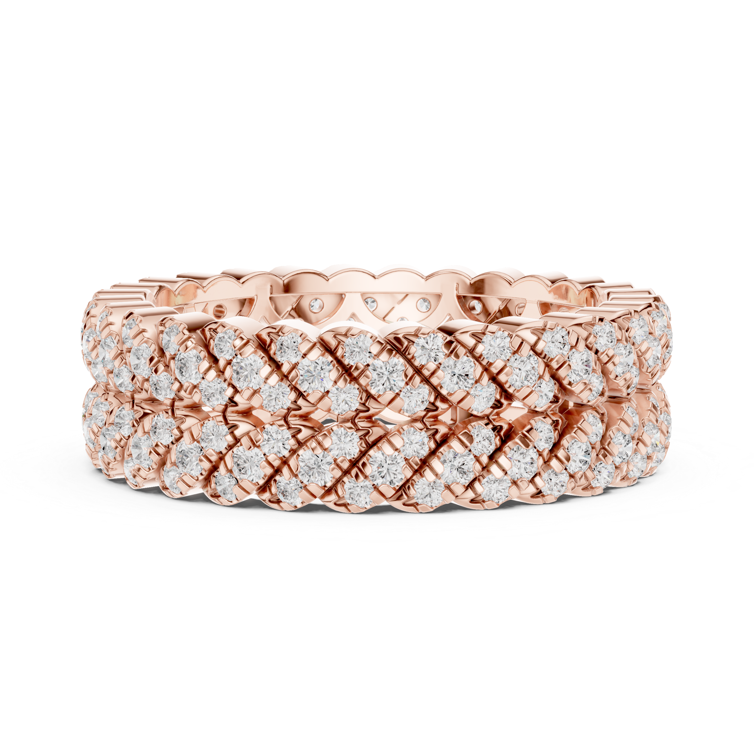 Triple Row Lab-Grown Diamond Eternity Band – Kiashaa Jewellery