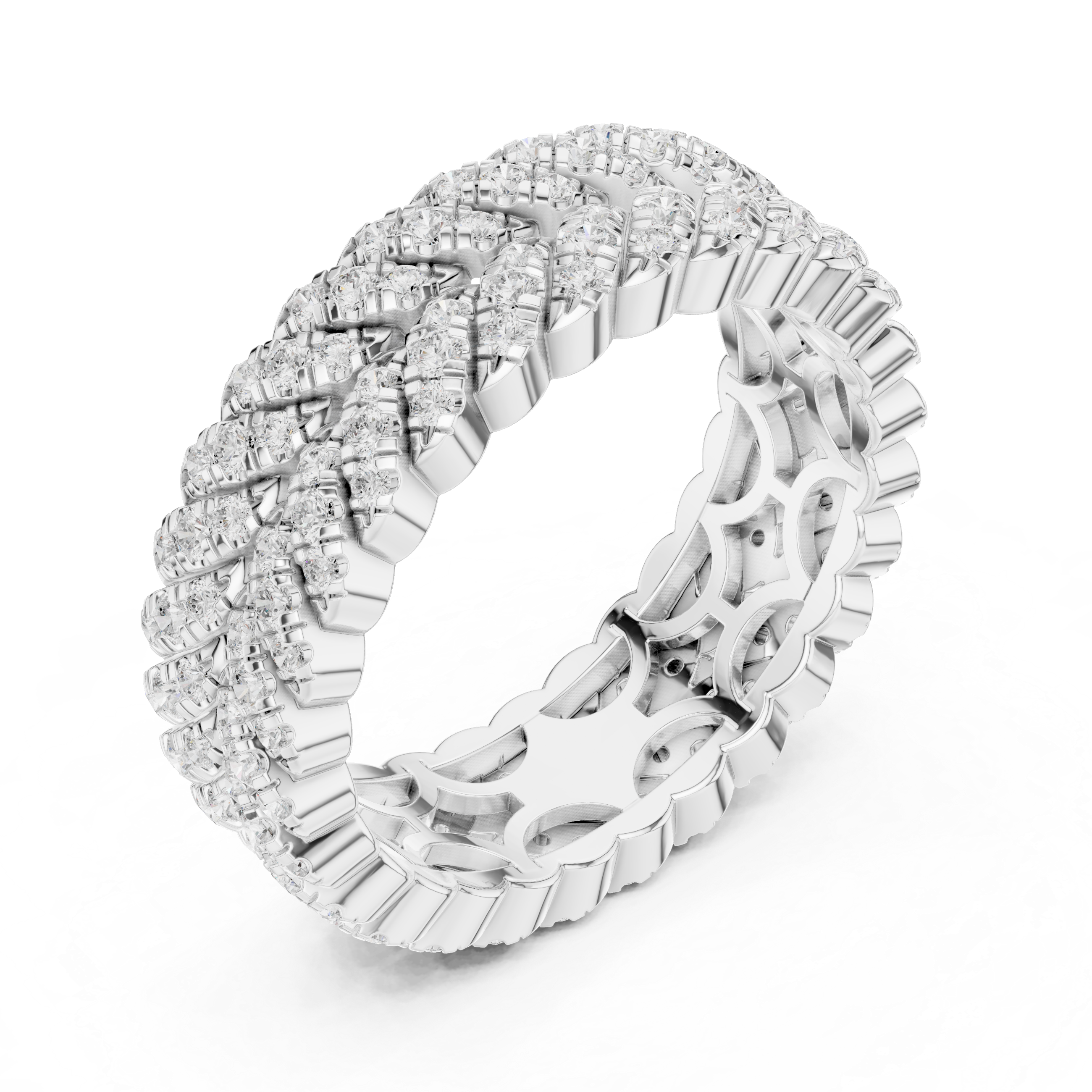 Triple Row Lab-Grown Diamond Eternity Band – Kiashaa Jewellery