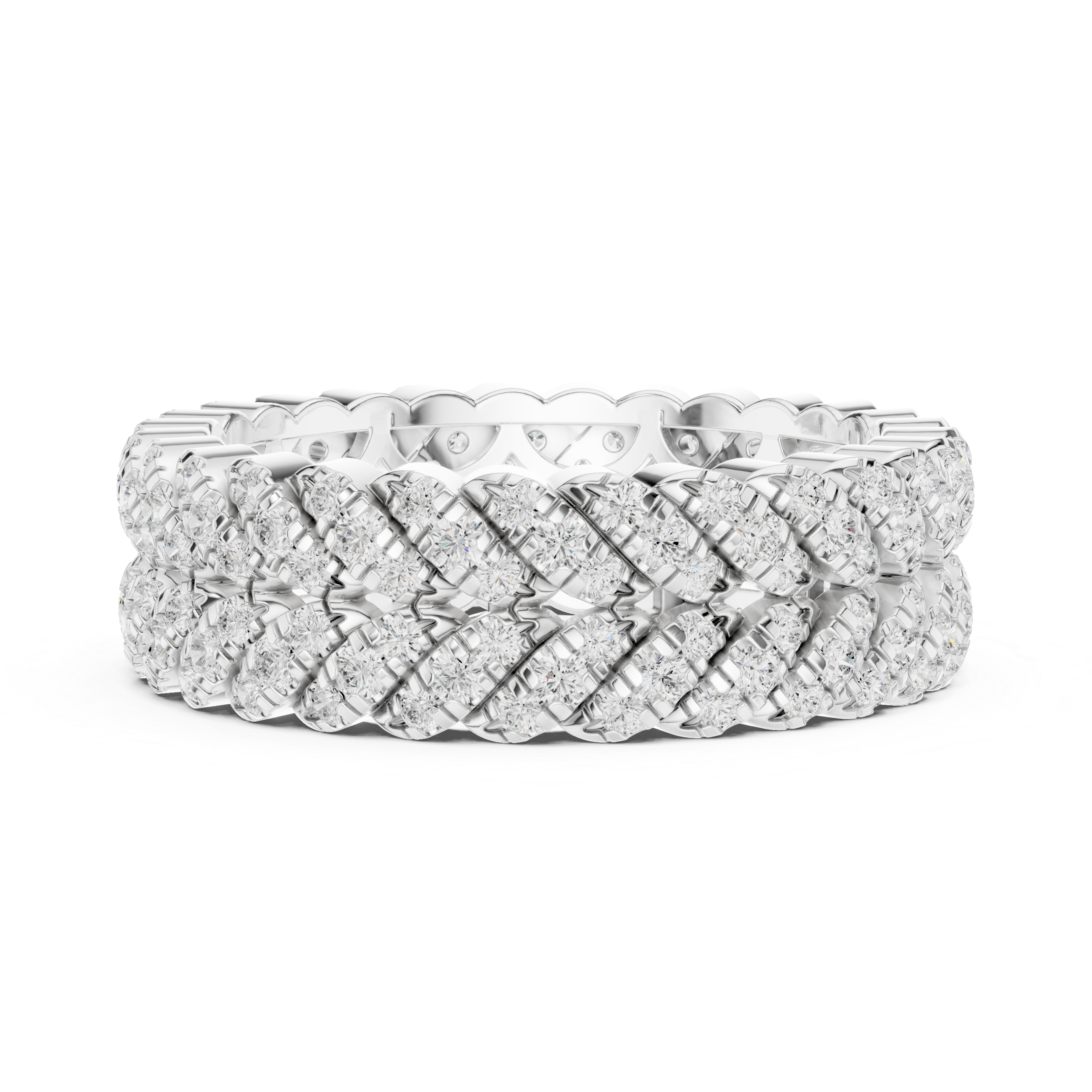 Triple Row Lab-Grown Diamond Eternity Band – Kiashaa Jewellery