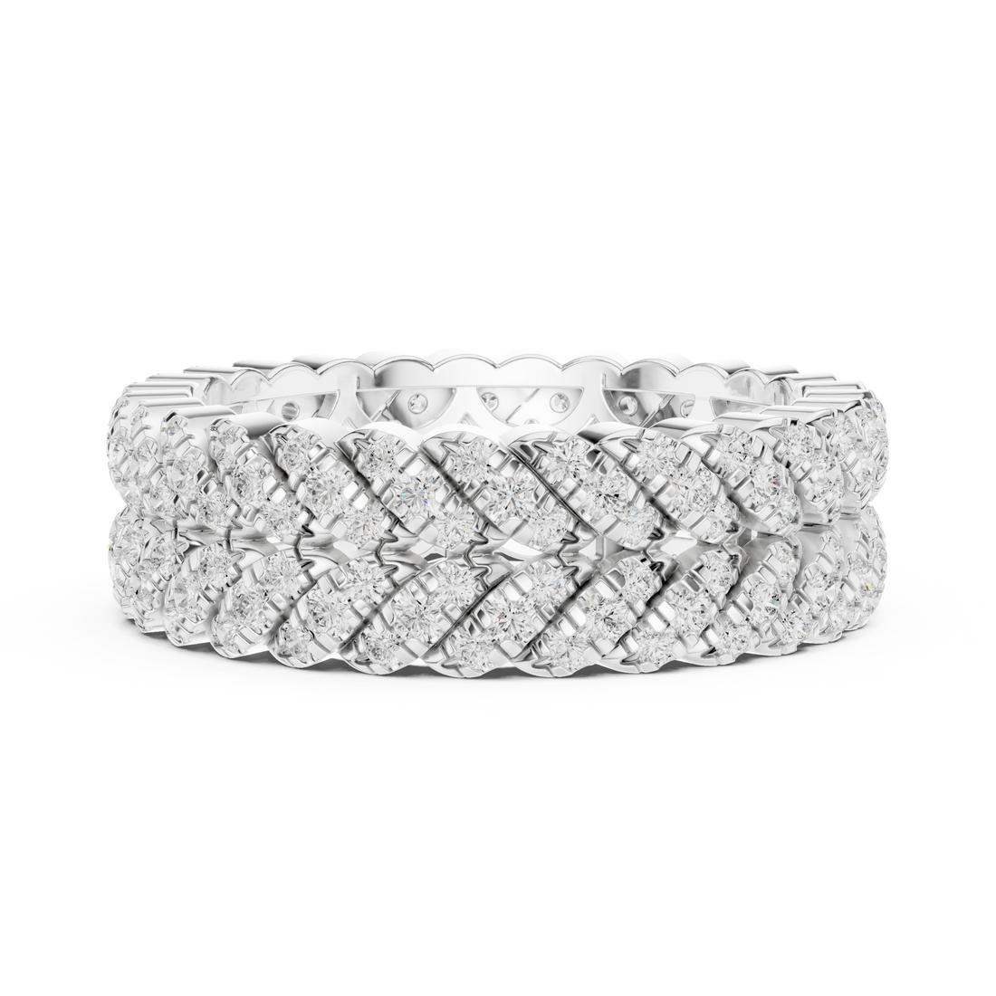 Triple Row Lab-Grown Diamond Eternity Band – Kiashaa Jewellery