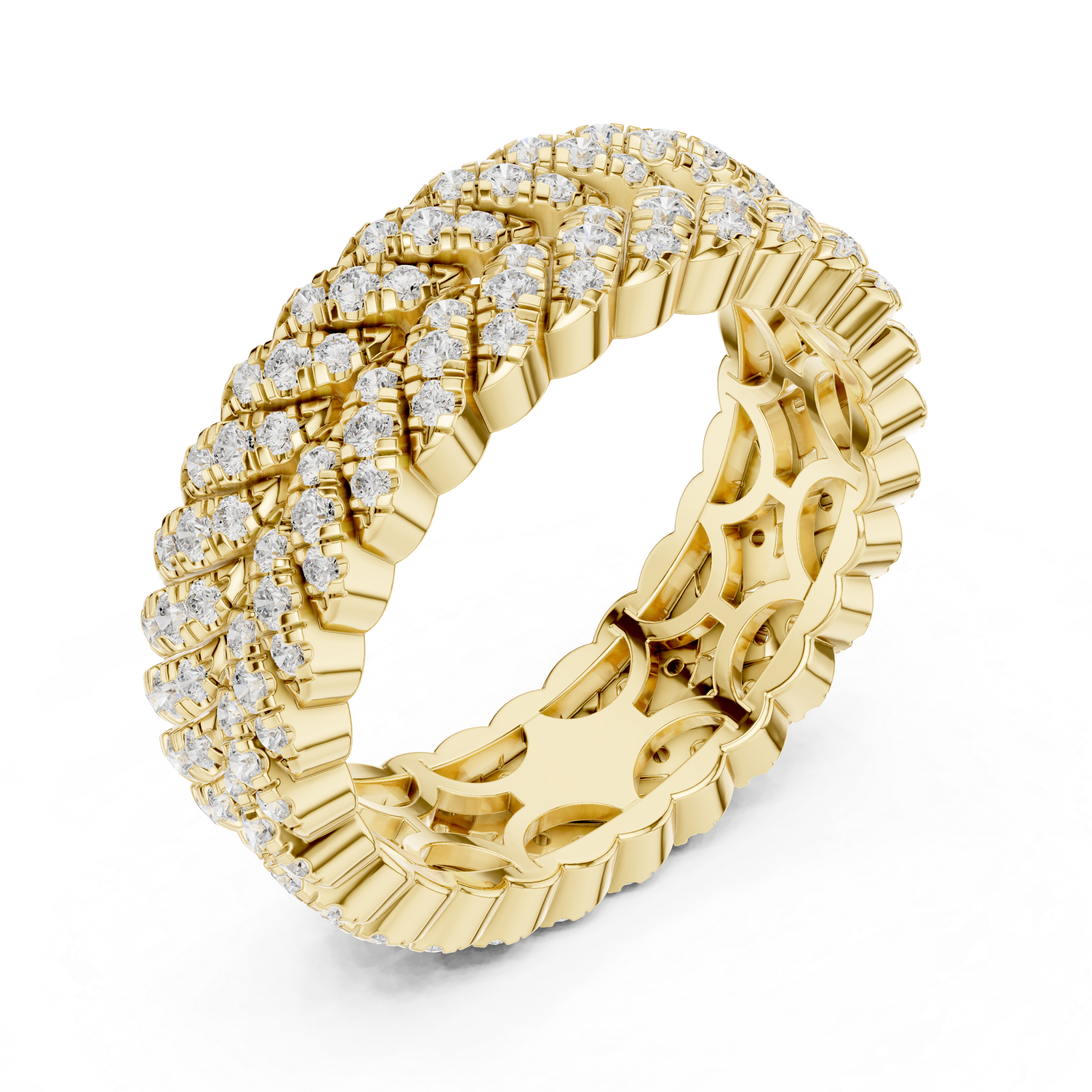 Triple Row Lab-Grown Diamond Eternity Band – Kiashaa Jewellery