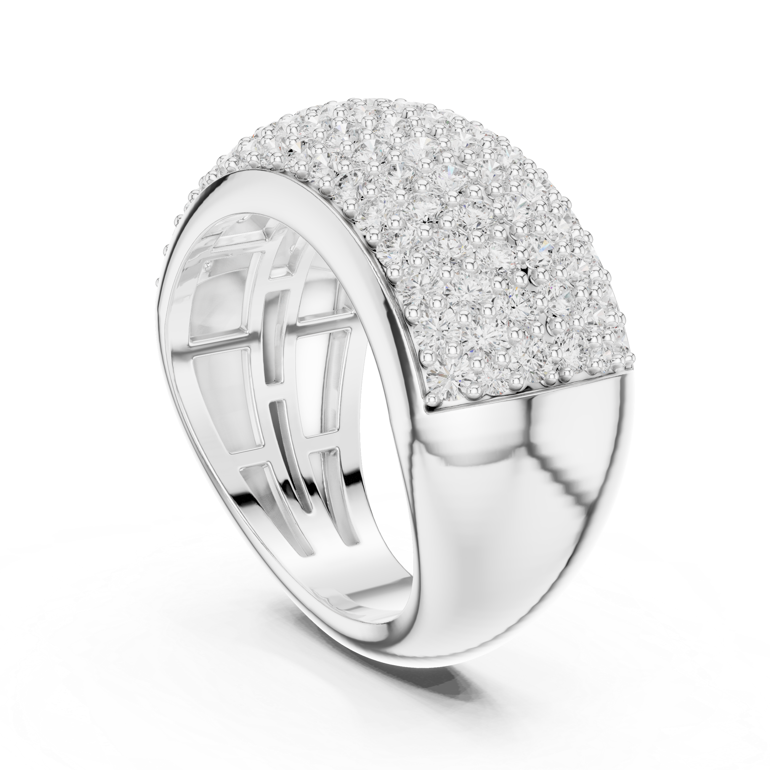 Wide Pave-Set Lab-Grown Diamond Statement Ring – Kiashaa Jewellery