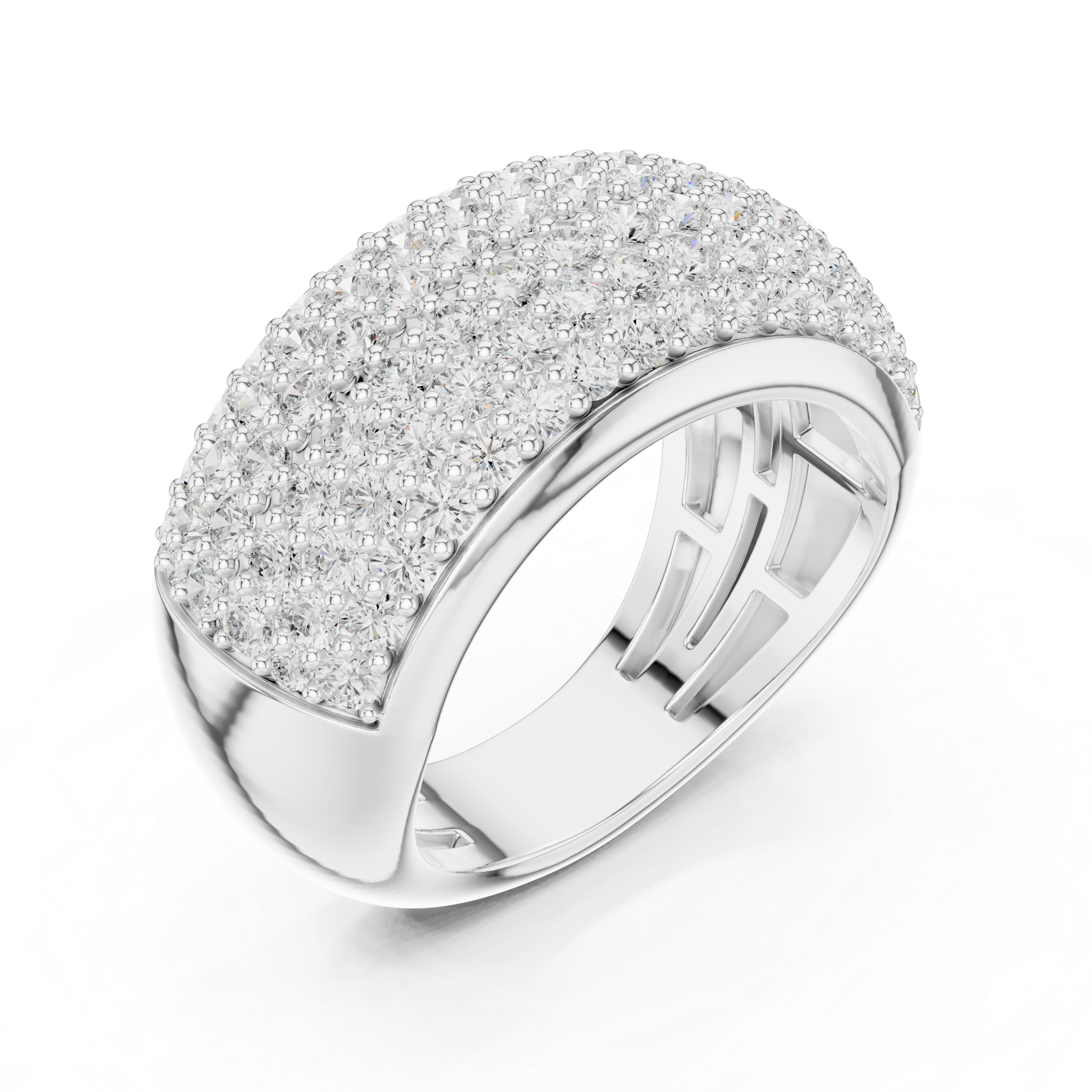 Wide Pave-Set Lab-Grown Diamond Statement Ring – Kiashaa Jewellery