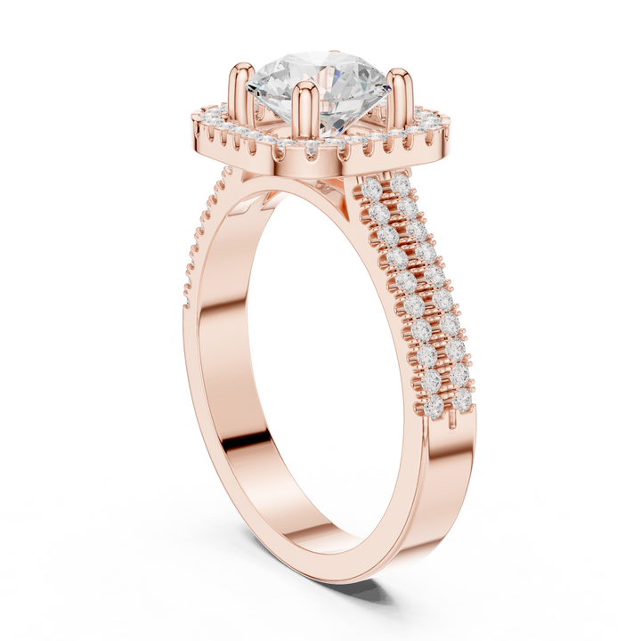 Halo Solitaire Lab-Grown Diamond Engagement Ring – Kiashaa Jewellery