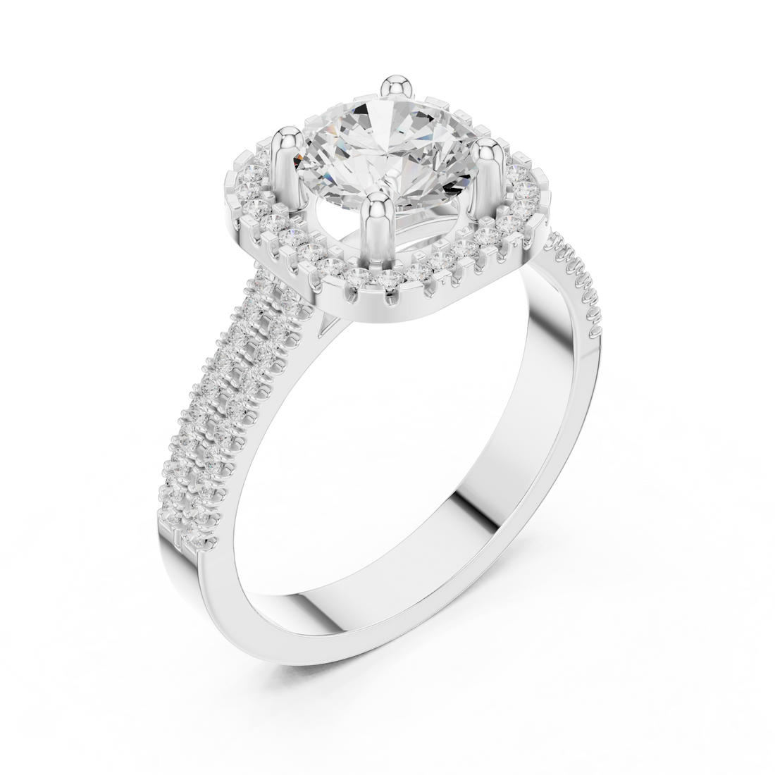 Halo Solitaire Lab-Grown Diamond Engagement Ring – Kiashaa Jewellery