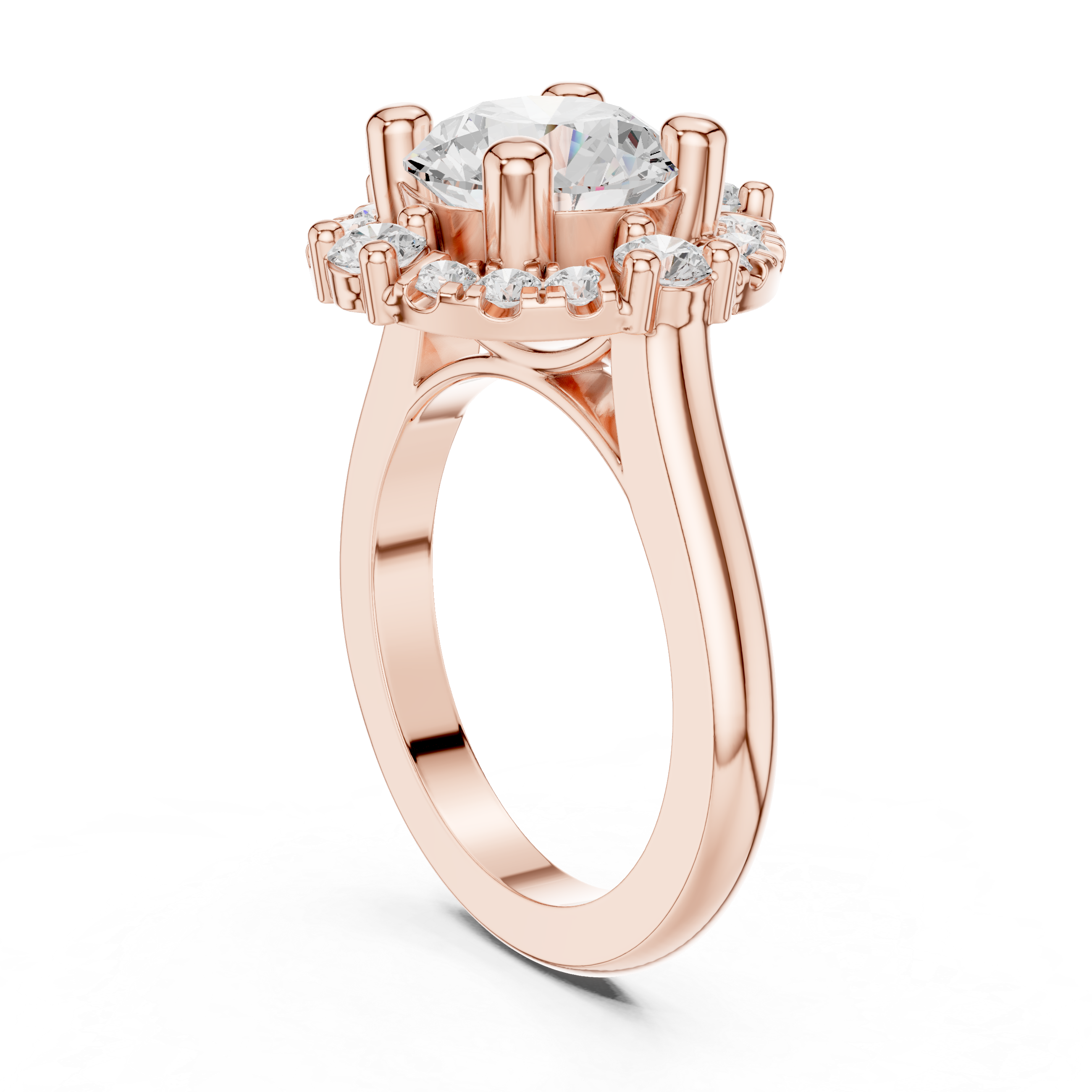 Rose Gold Halo Engagement Ring with Lab-Grown Diamonds | Kiashaa Jewellery