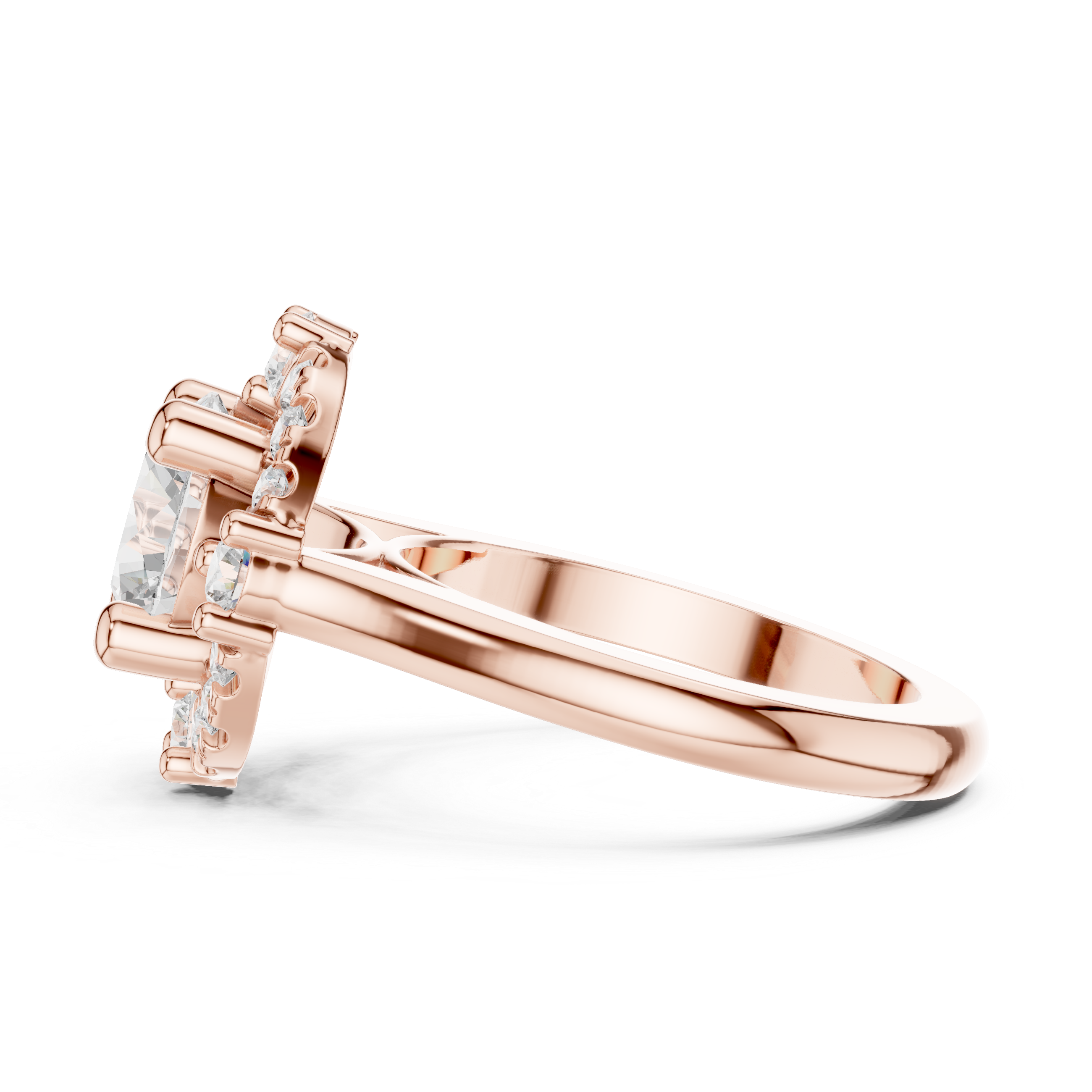 Rose Gold Halo Engagement Ring with Lab-Grown Diamonds | Kiashaa Jewellery