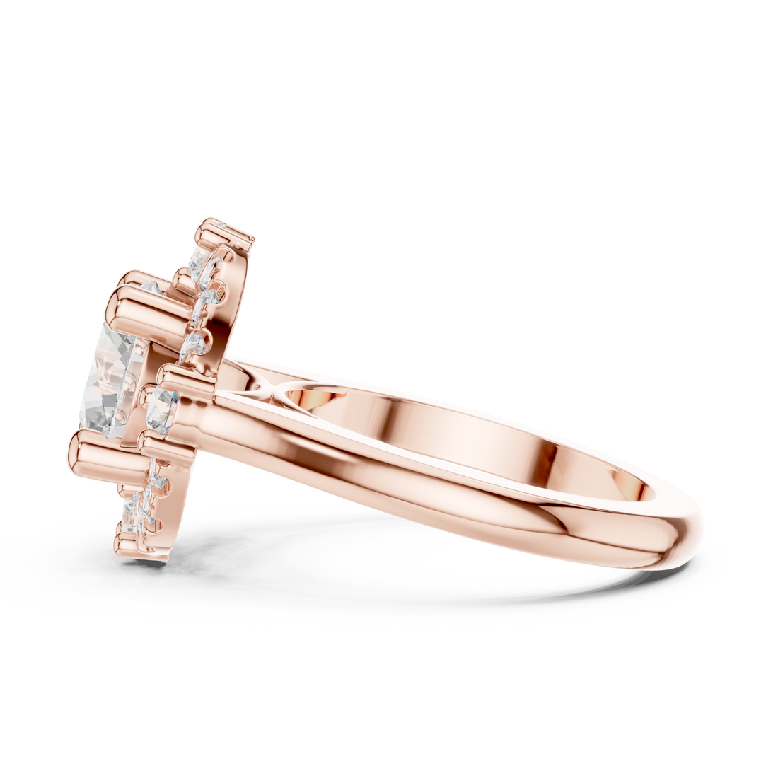 Rose Gold Halo Engagement Ring with Lab-Grown Diamonds | Kiashaa Jewellery