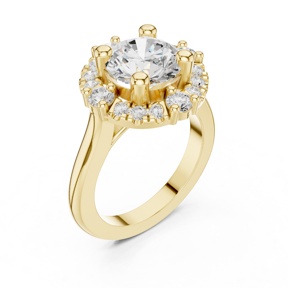 Rose Gold Halo Engagement Ring with Lab-Grown Diamonds | Kiashaa Jewellery