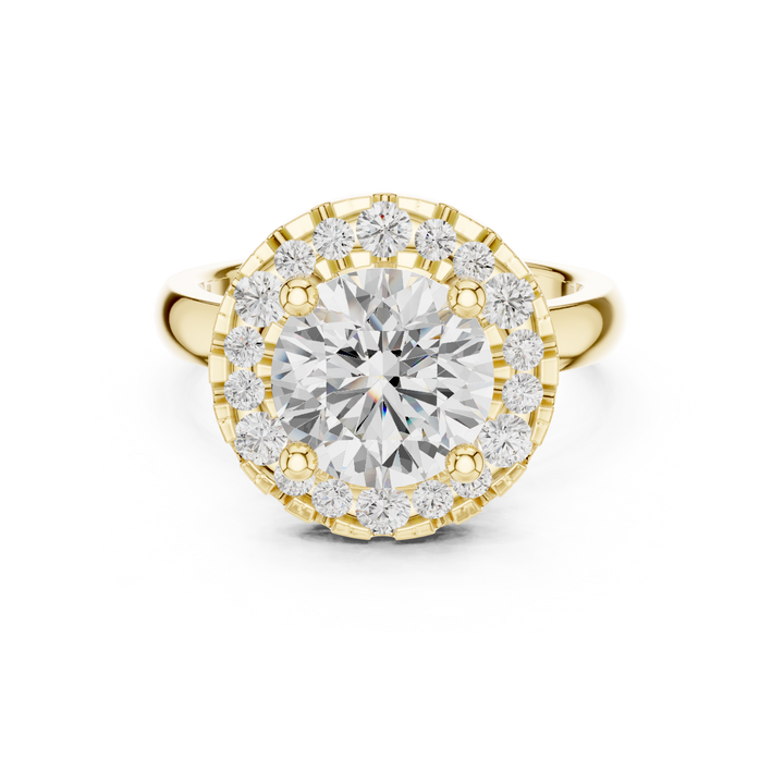 Classic Round Halo Lab-Grown Diamond Ring – Kiashaa Jewellery