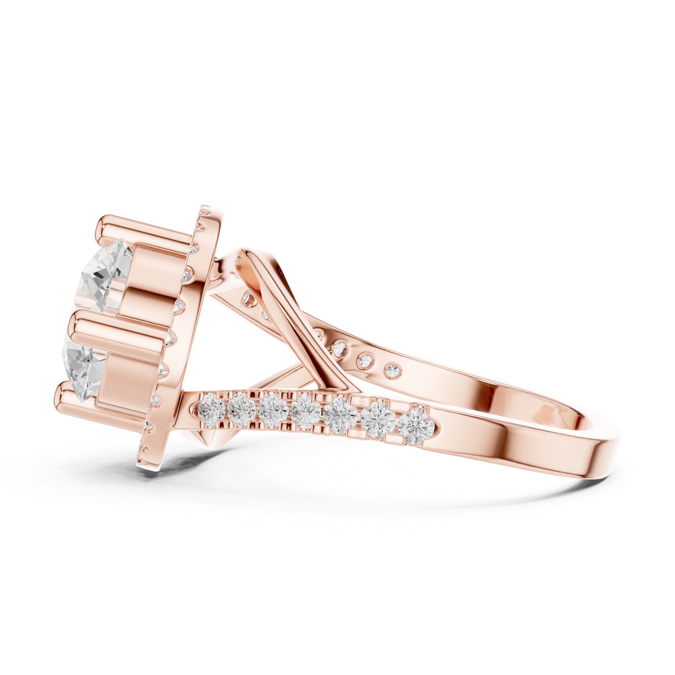 Elegant Rose Gold Halo Lab-Grown Diamond Ring | Kiashaa Jewellery