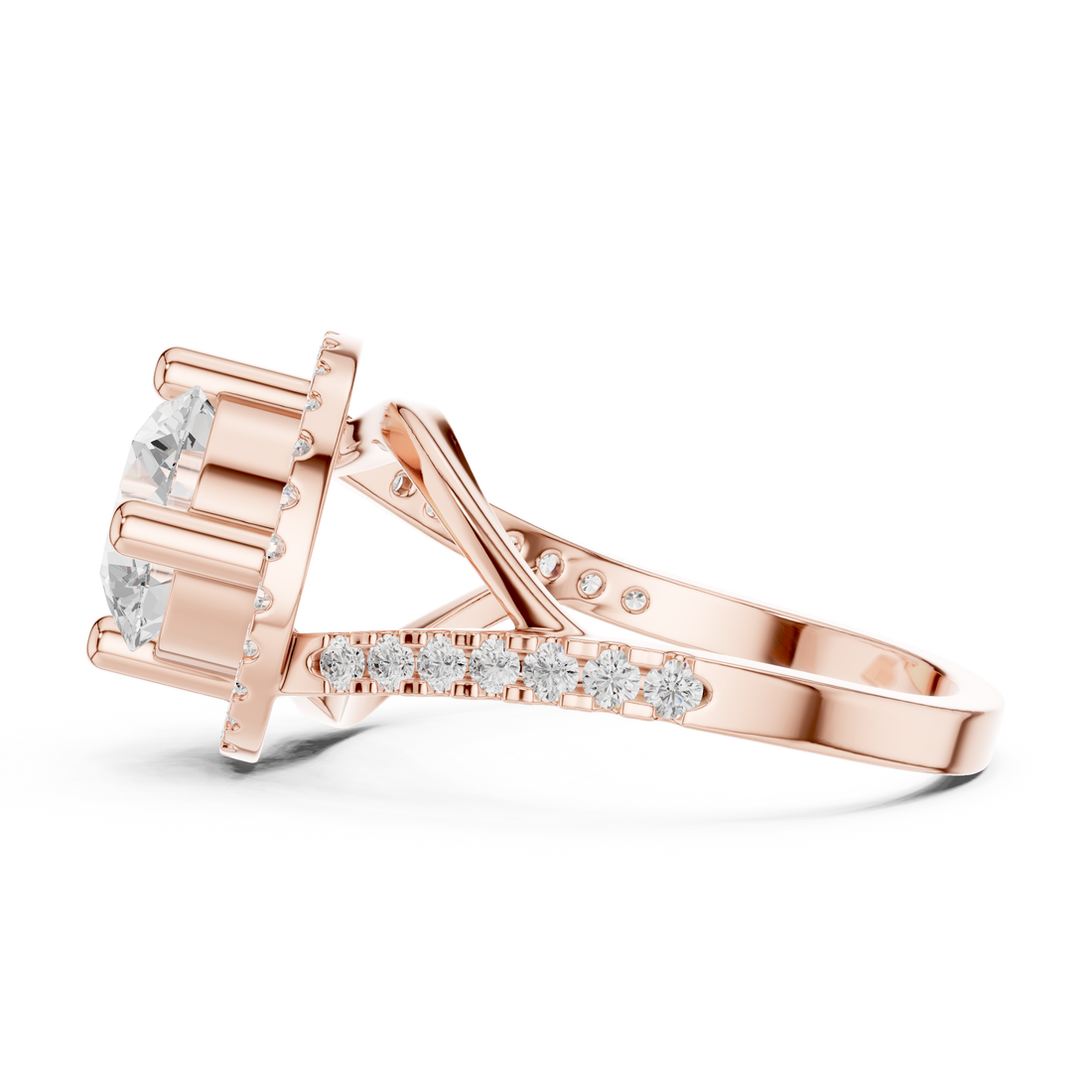 Elegant Rose Gold Halo Lab-Grown Diamond Ring | Kiashaa Jewellery