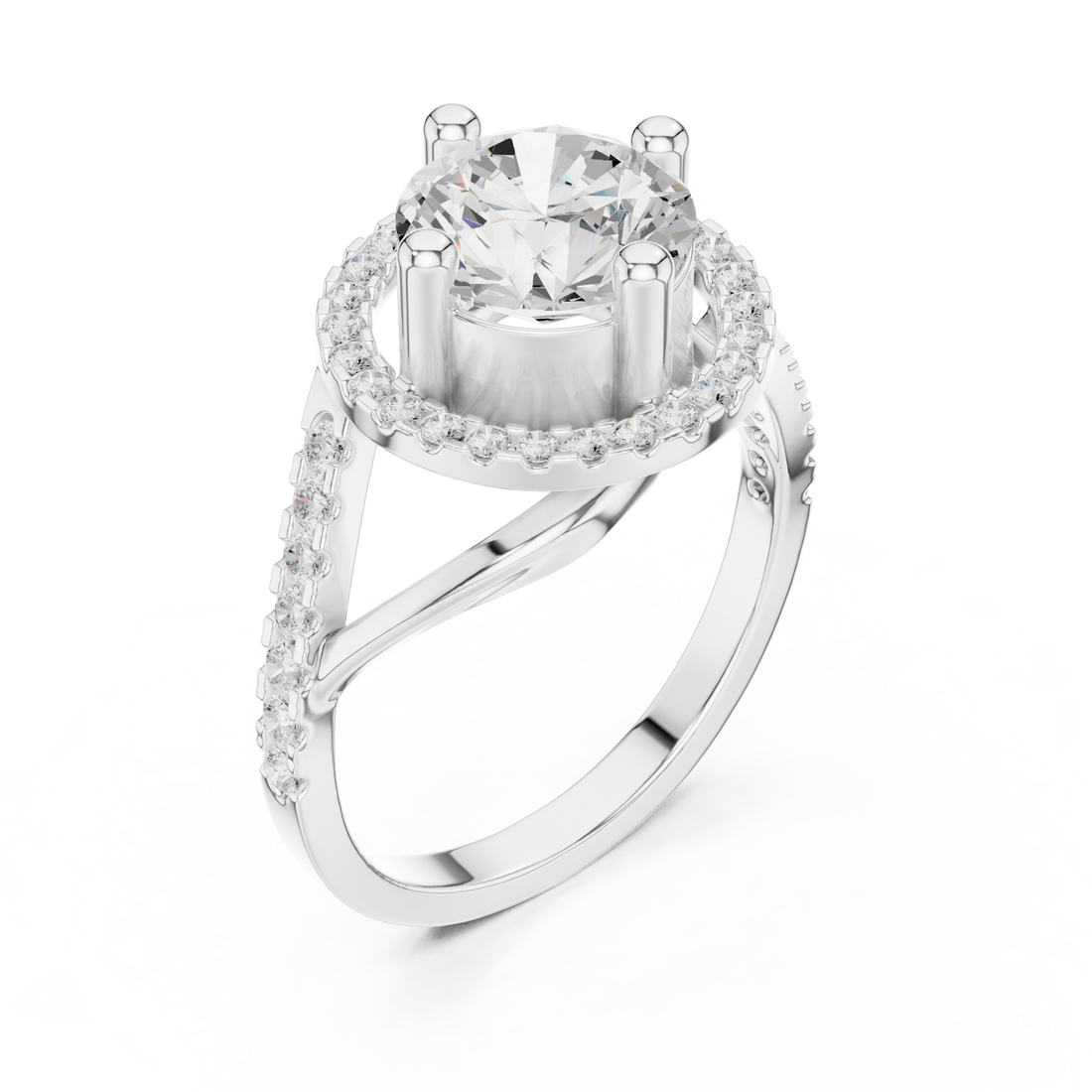 Elegant Rose Gold Halo Lab-Grown Diamond Ring | Kiashaa Jewellery