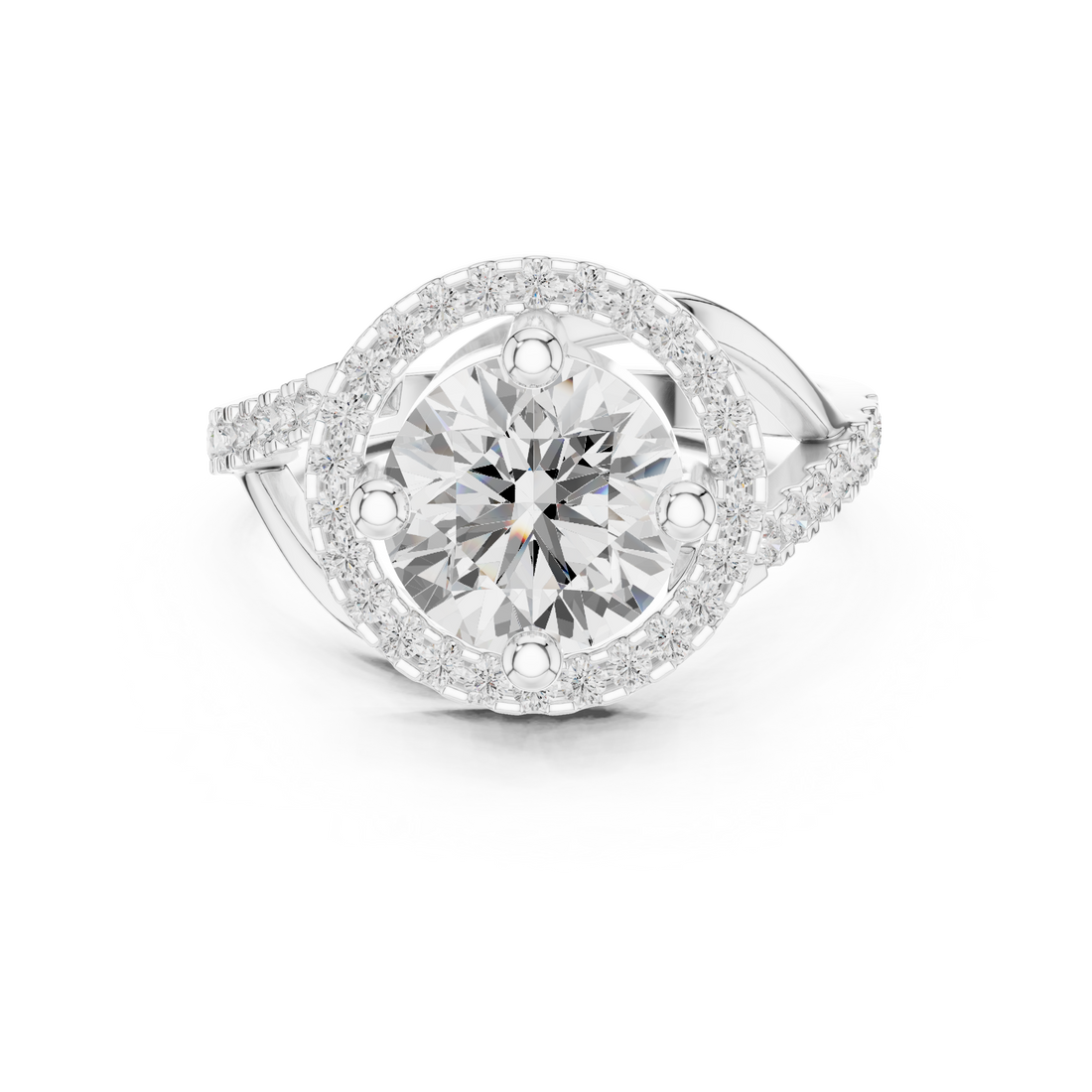 Elegant Rose Gold Halo Lab-Grown Diamond Ring | Kiashaa Jewellery