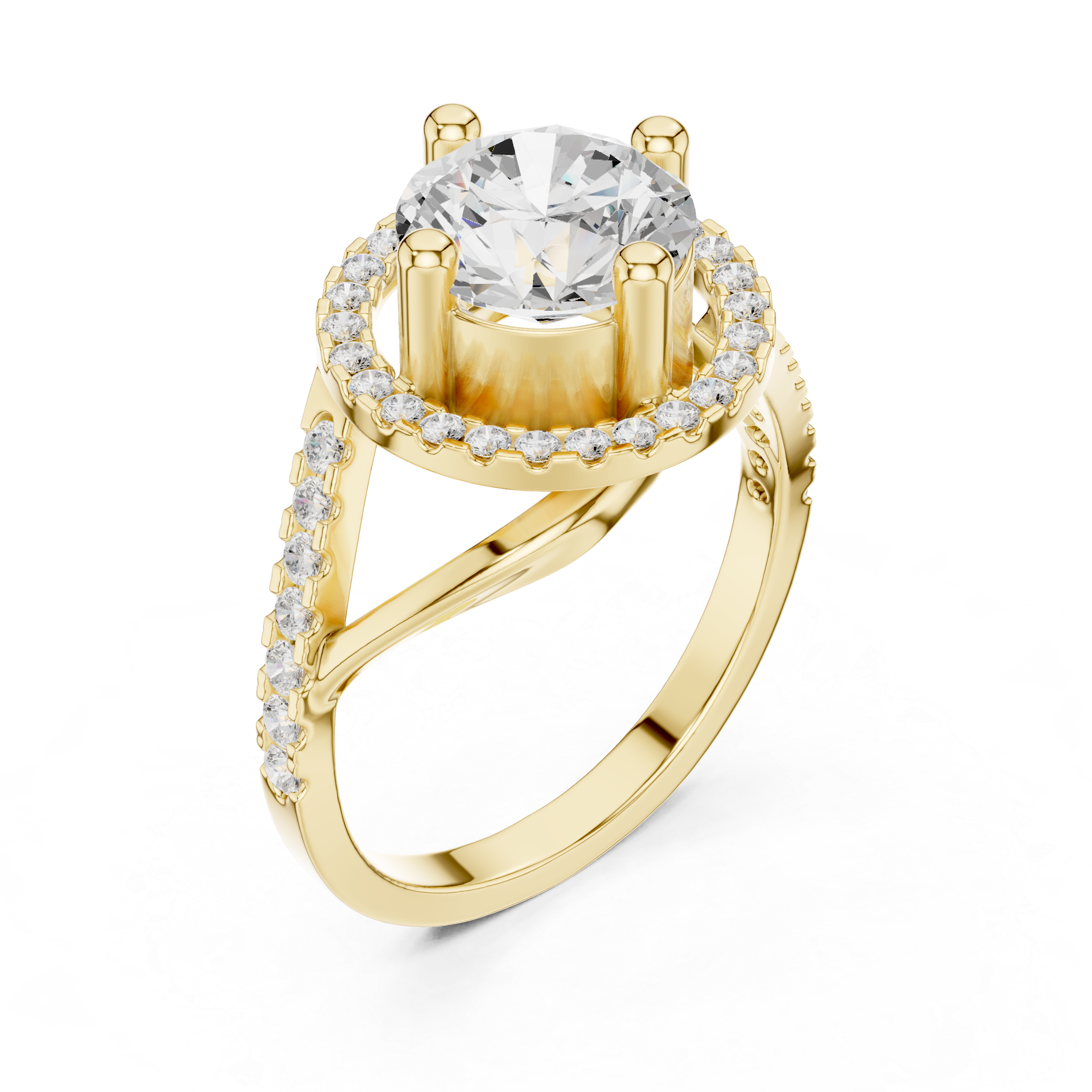 Elegant Rose Gold Halo Lab-Grown Diamond Ring | Kiashaa Jewellery