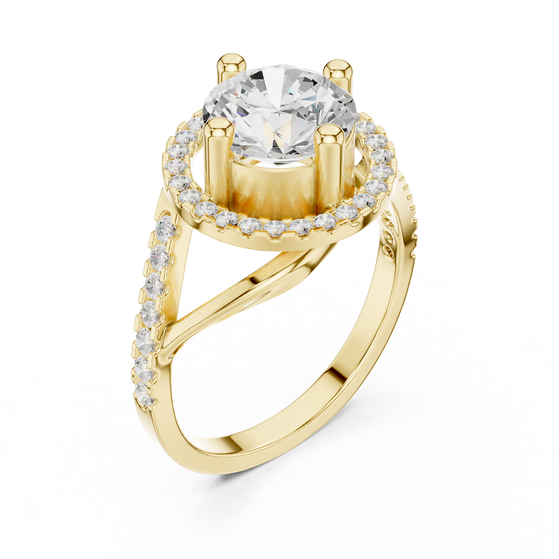 Elegant Rose Gold Halo Lab-Grown Diamond Ring | Kiashaa Jewellery