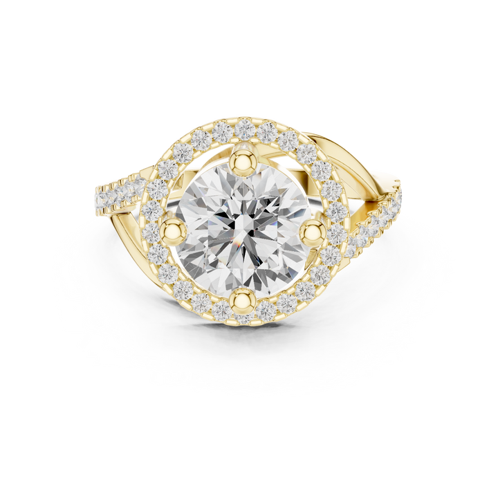 Elegant Rose Gold Halo Lab-Grown Diamond Ring | Kiashaa Jewellery
