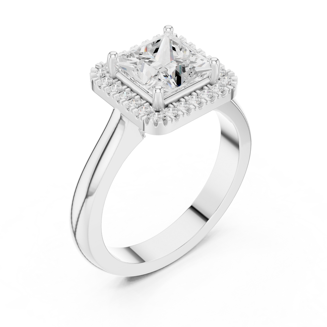 Princess Cut Halo Lab-Grown Diamond Ring in Rose Gold | Kiashaa Jewellery