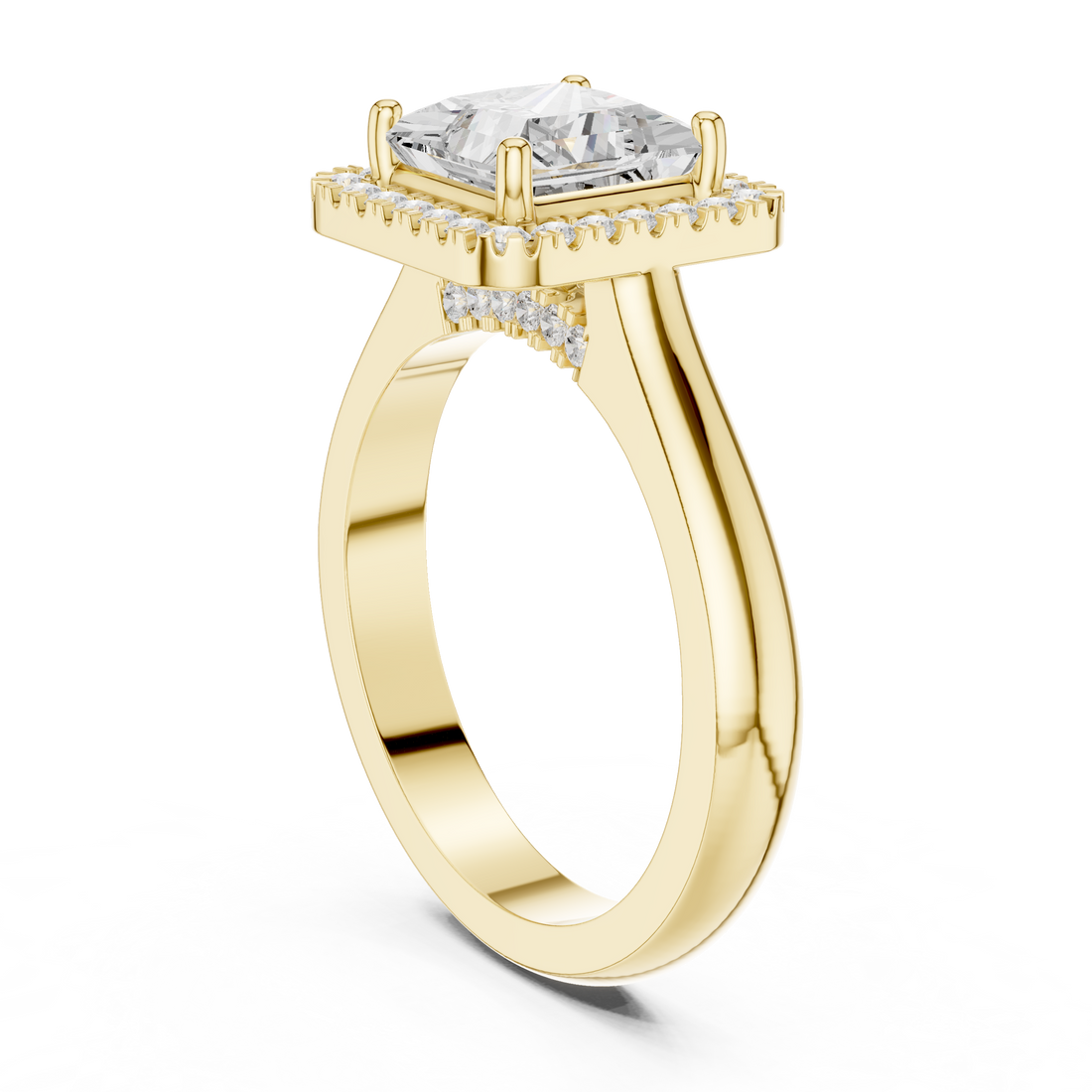 Princess Cut Halo Lab-Grown Diamond Ring in Rose Gold | Kiashaa Jewellery