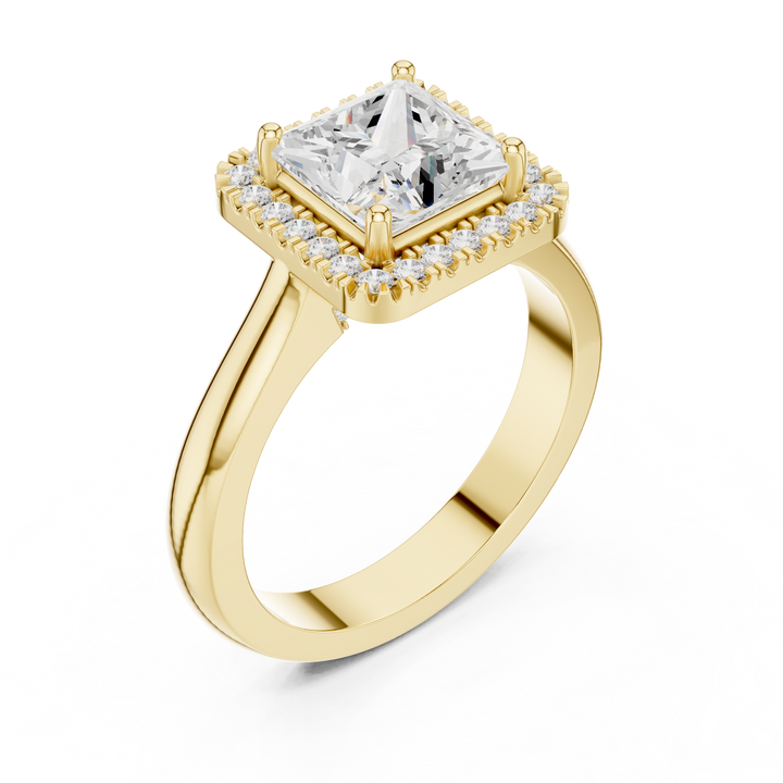 Princess Cut Halo Lab-Grown Diamond Ring in Rose Gold | Kiashaa Jewellery