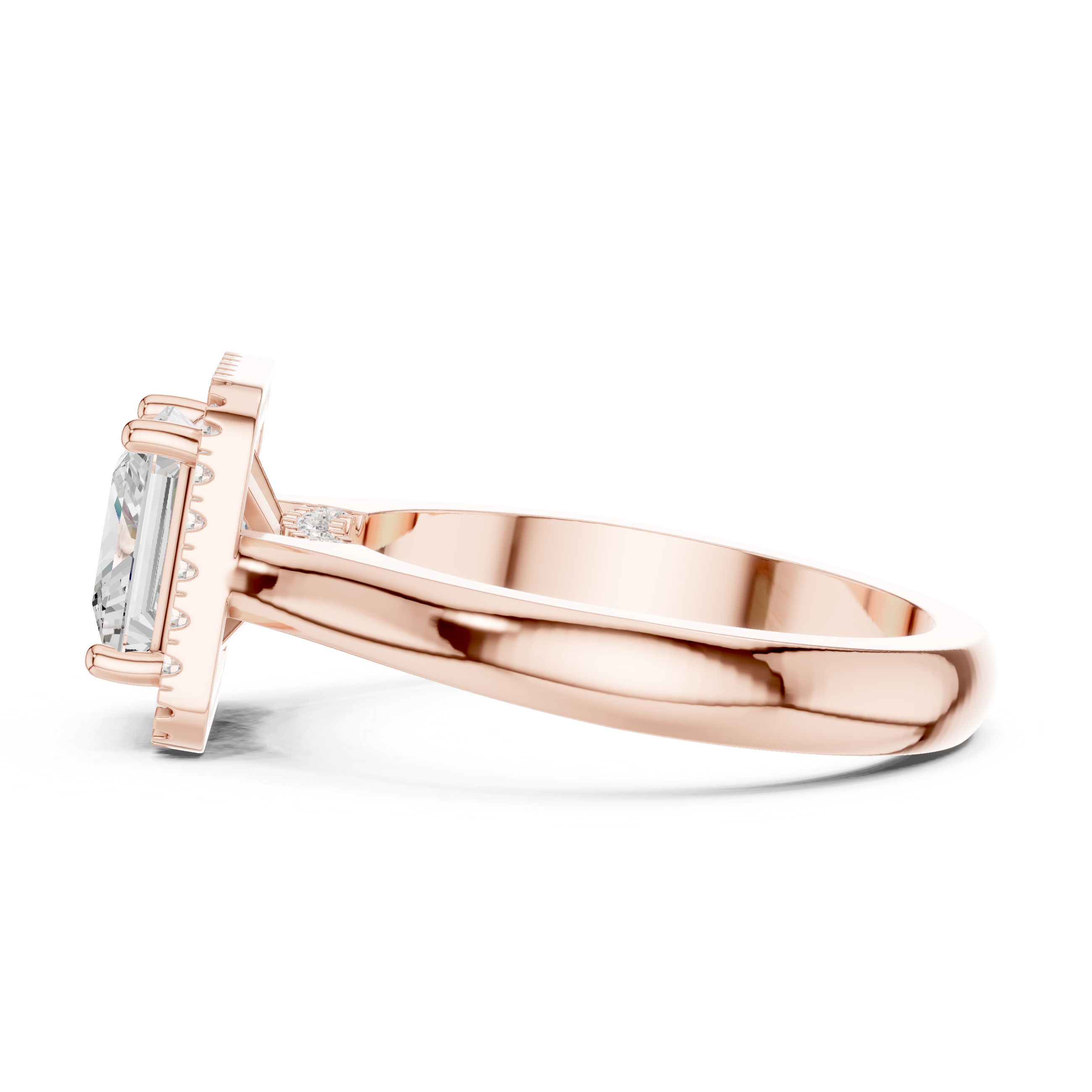 Princess Cut Halo Lab-Grown Diamond Ring in Rose Gold | Kiashaa Jewellery