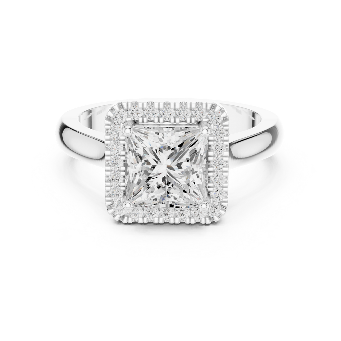 Princess Cut Halo Lab-Grown Diamond Ring in Rose Gold | Kiashaa Jewellery