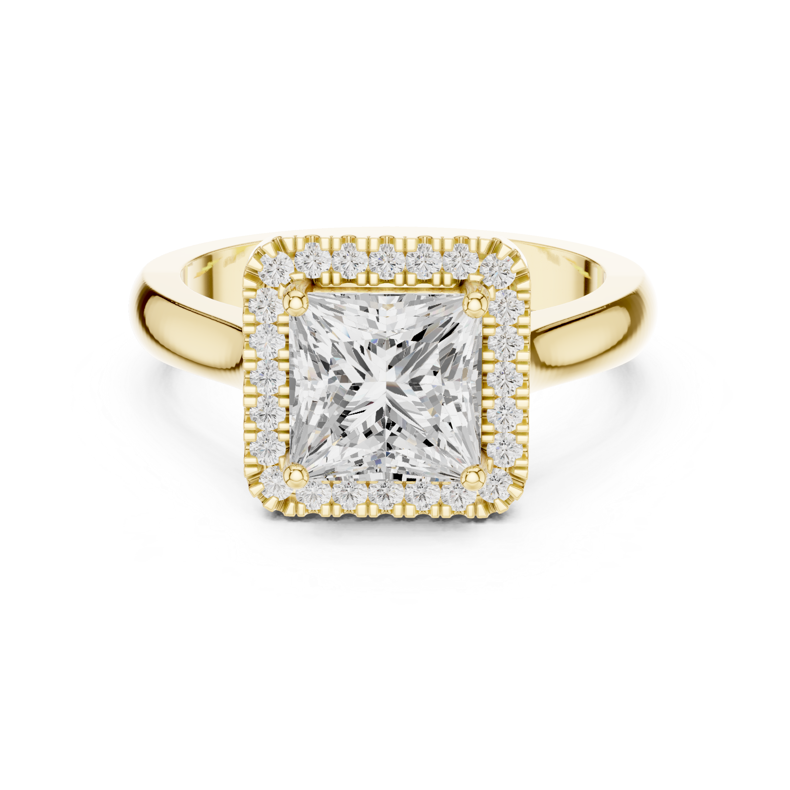Princess Cut Halo Lab-Grown Diamond Ring in Rose Gold | Kiashaa Jewellery
