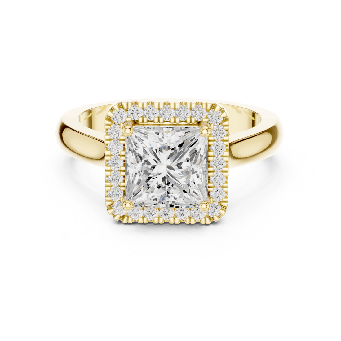 Princess Cut Halo Lab-Grown Diamond Ring in Rose Gold | Kiashaa Jewellery
