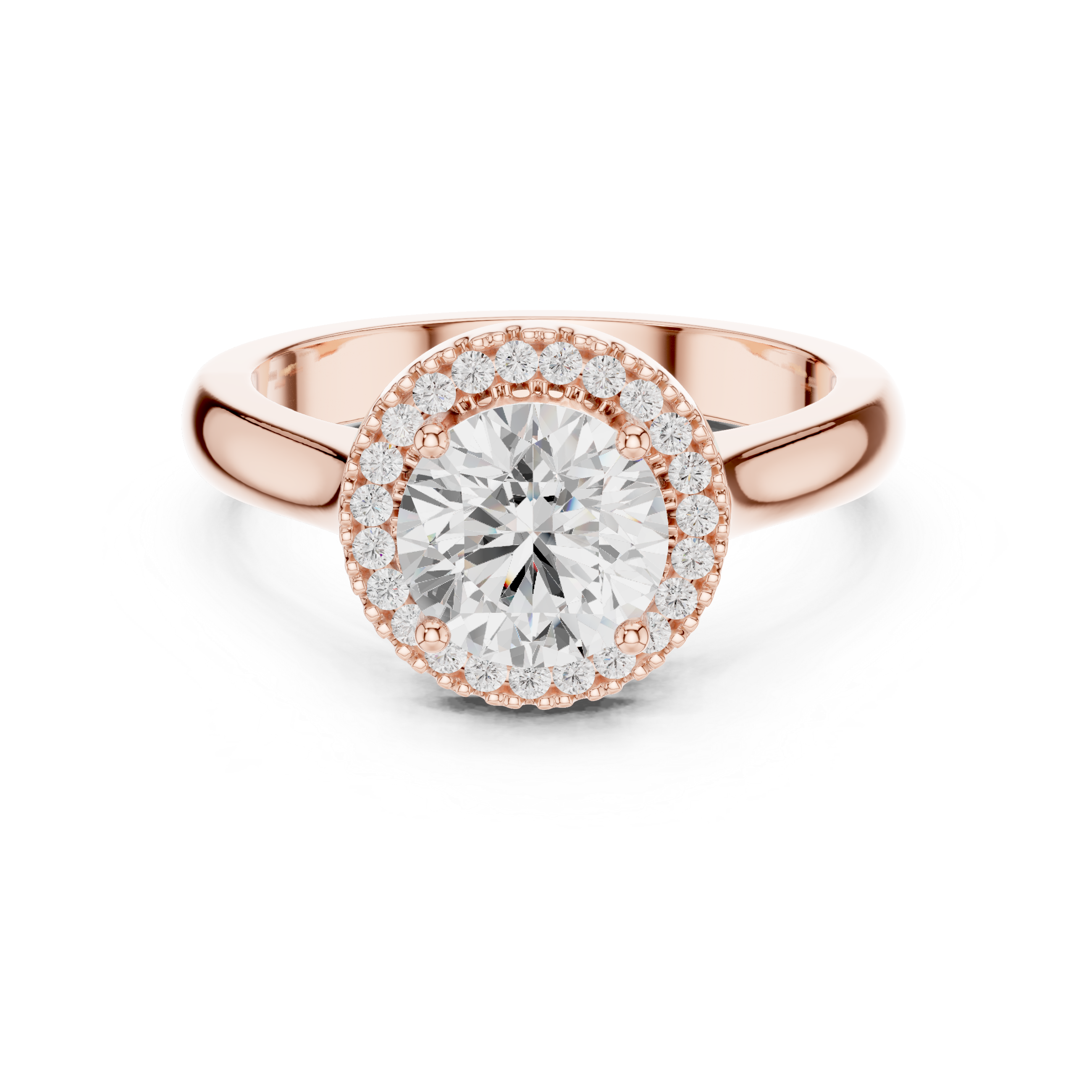Classic Rose Gold Solitaire Halo Lab-Grown Diamond Ring | Kiashaa Jewellery