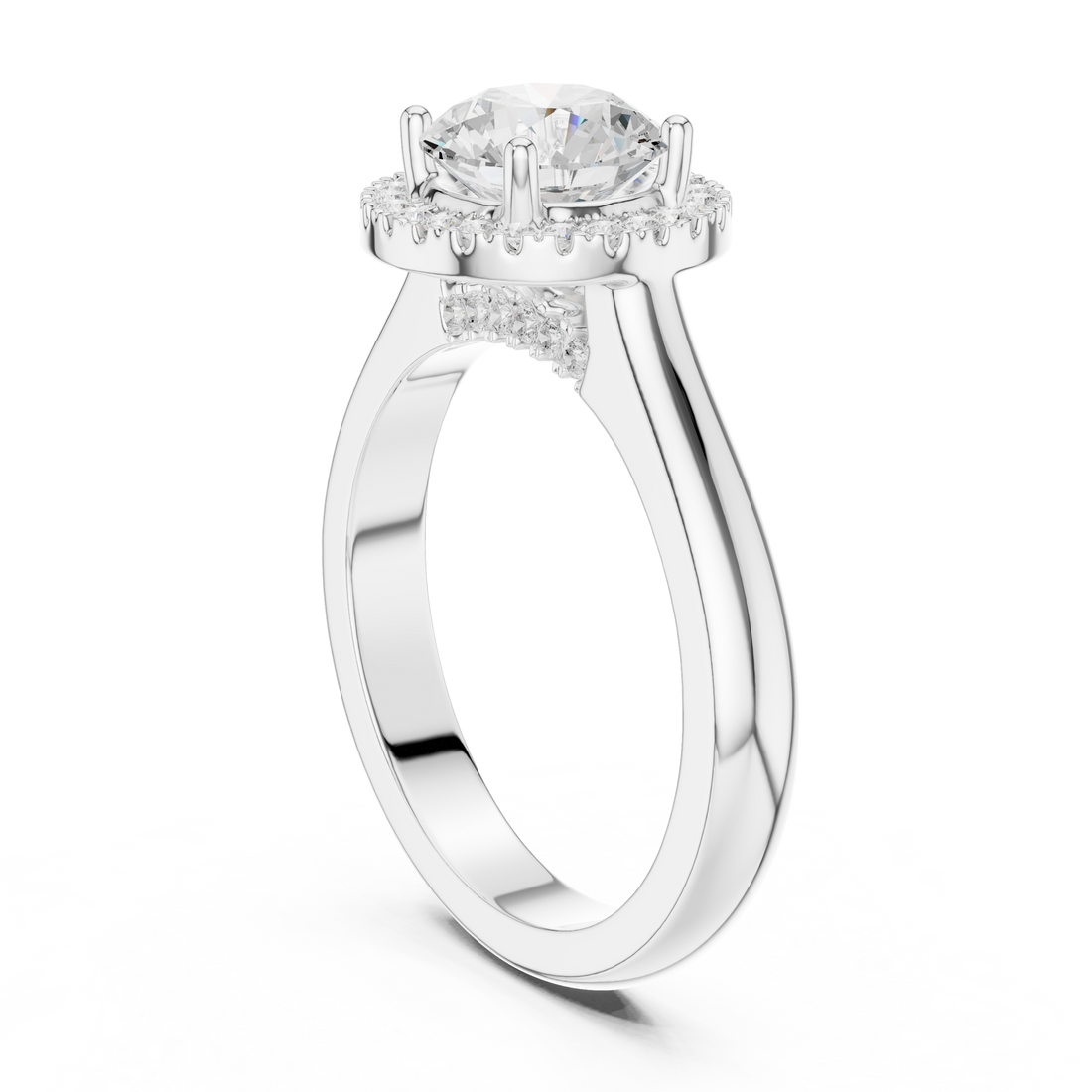 Classic Rose Gold Solitaire Halo Lab-Grown Diamond Ring | Kiashaa Jewellery