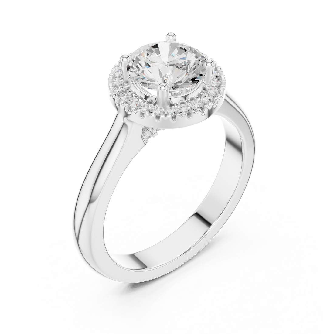 Classic Rose Gold Solitaire Halo Lab-Grown Diamond Ring | Kiashaa Jewellery