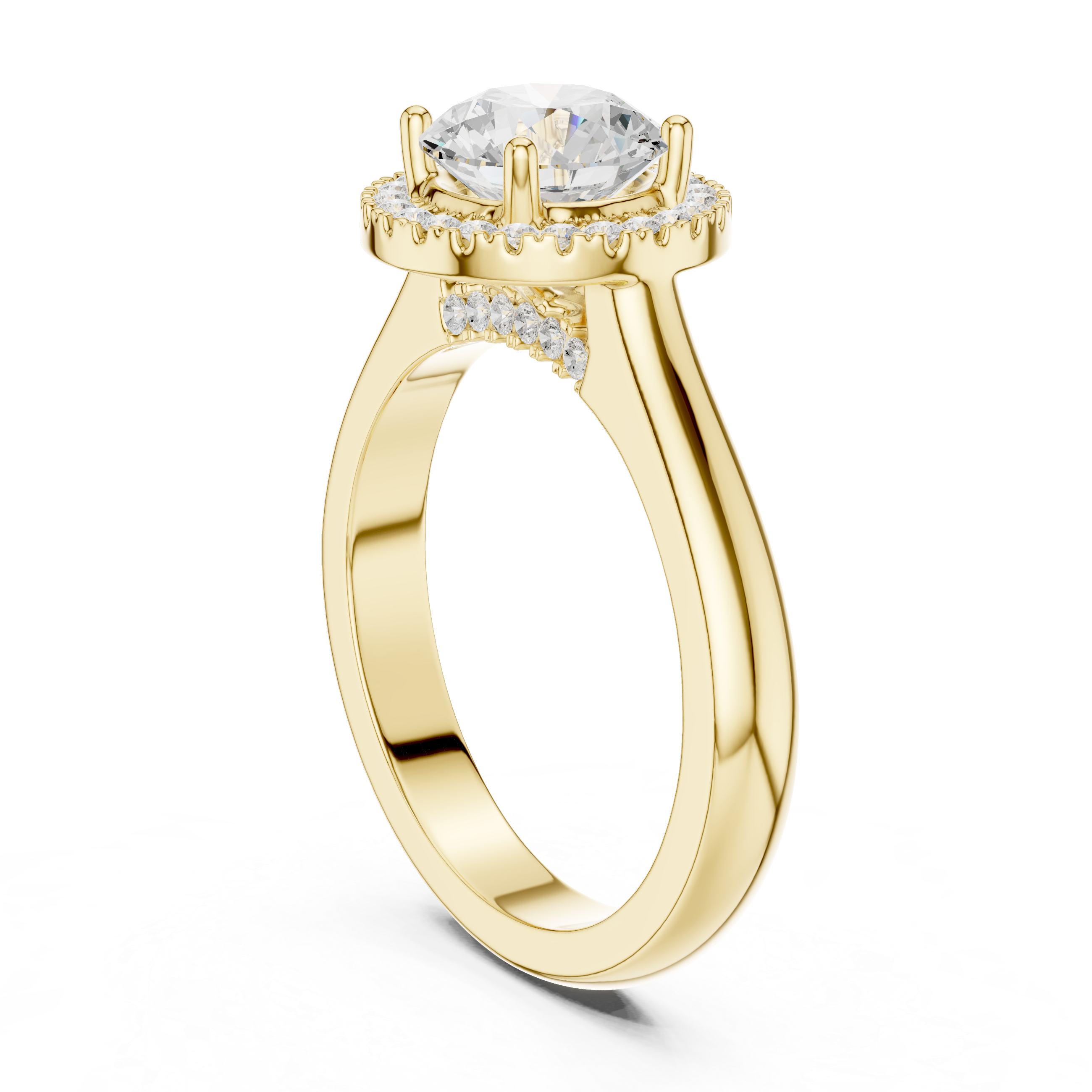 Classic Rose Gold Solitaire Halo Lab-Grown Diamond Ring | Kiashaa Jewellery