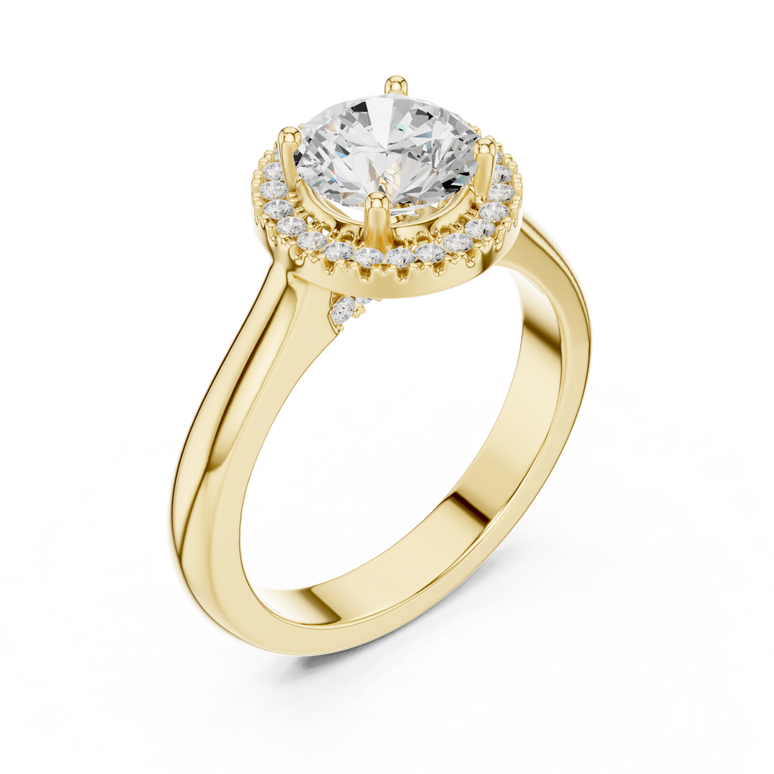 Classic Rose Gold Solitaire Halo Lab-Grown Diamond Ring | Kiashaa Jewellery