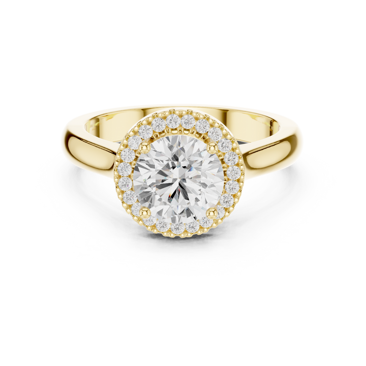 Classic Rose Gold Solitaire Halo Lab-Grown Diamond Ring | Kiashaa Jewellery