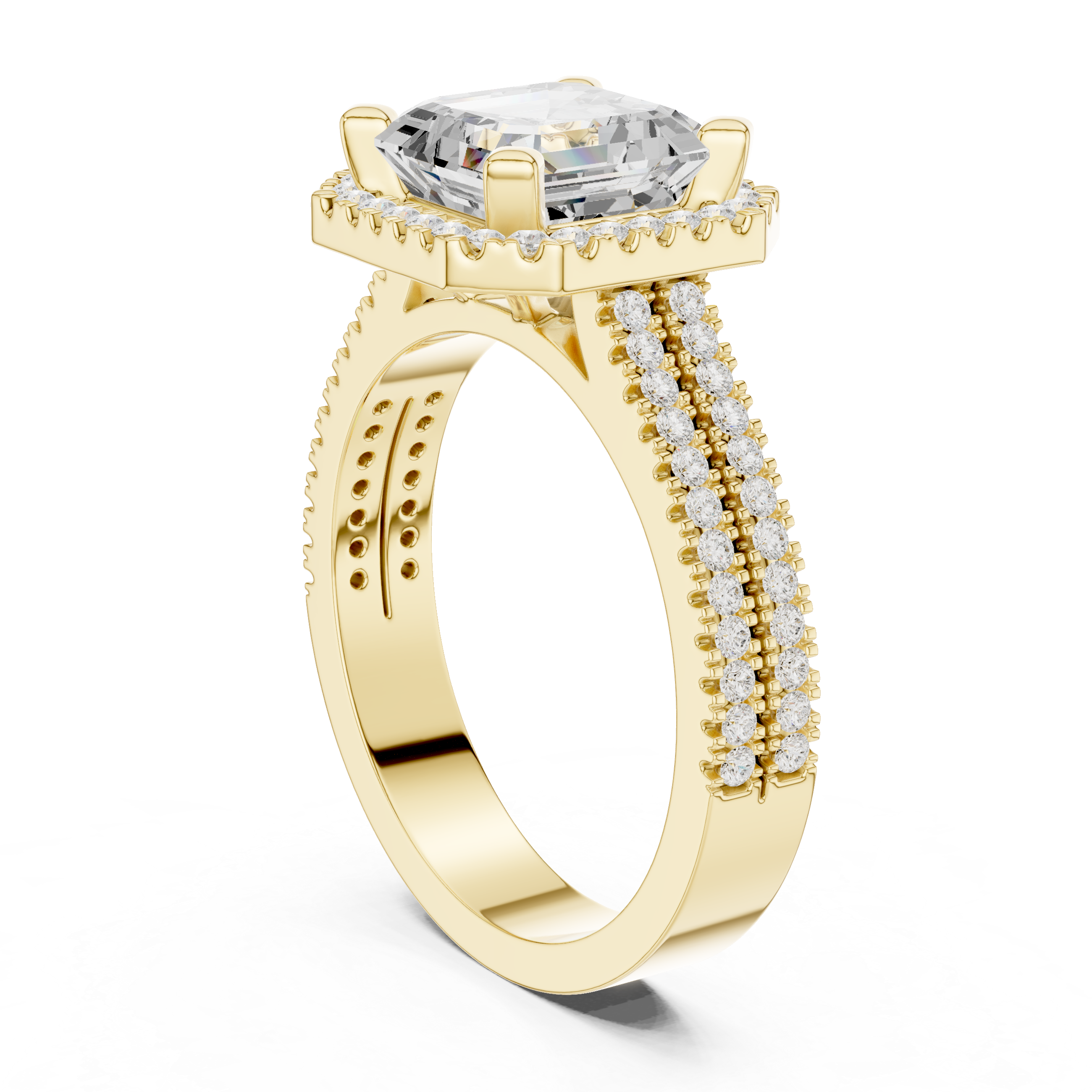 Asscher Cut Lab-Grown Diamond Halo Ring in Rose Gold – Kiashaa Jewellery
