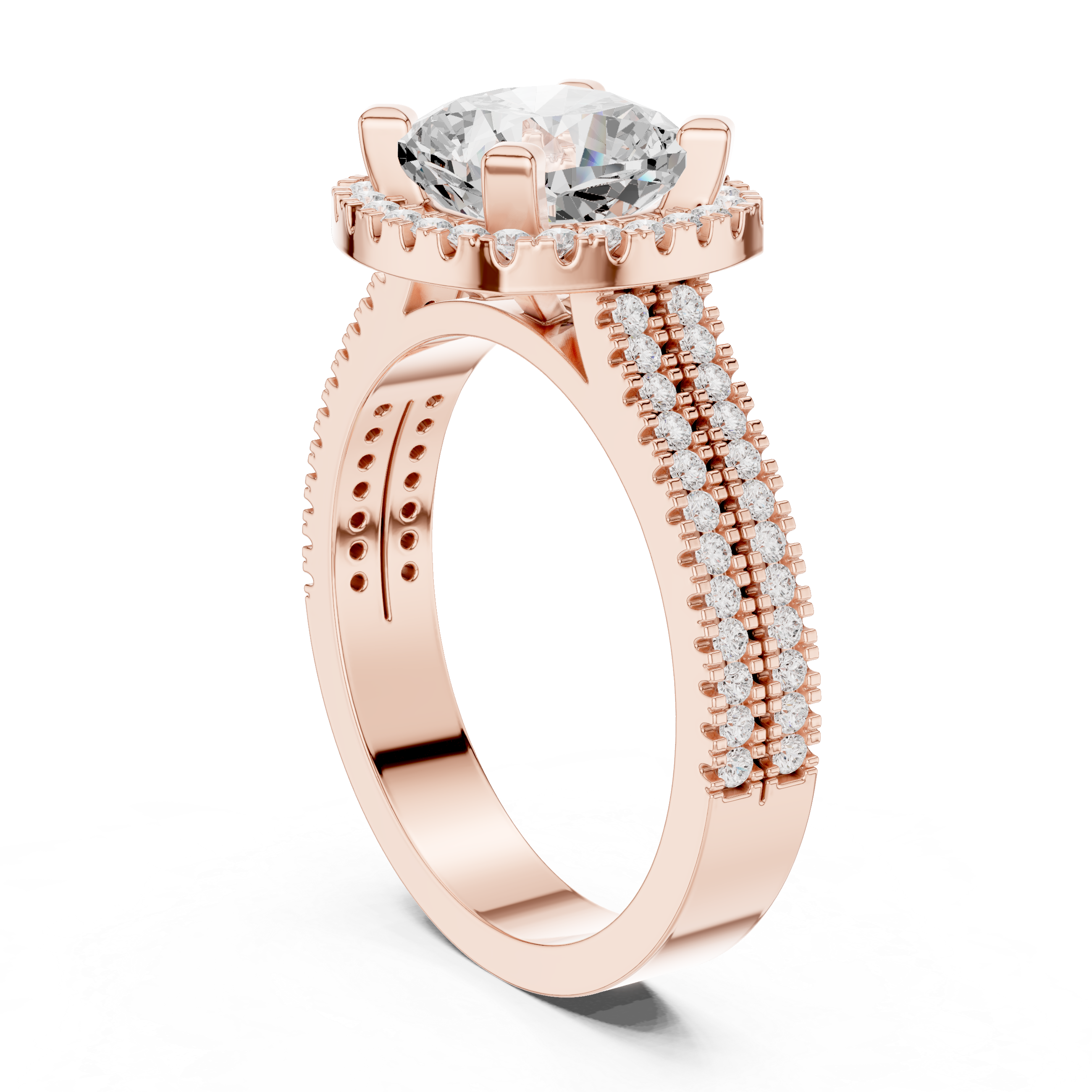 Round Cut Lab-Grown Diamond Halo Ring in Rose Gold – Kiashaa Jewellery