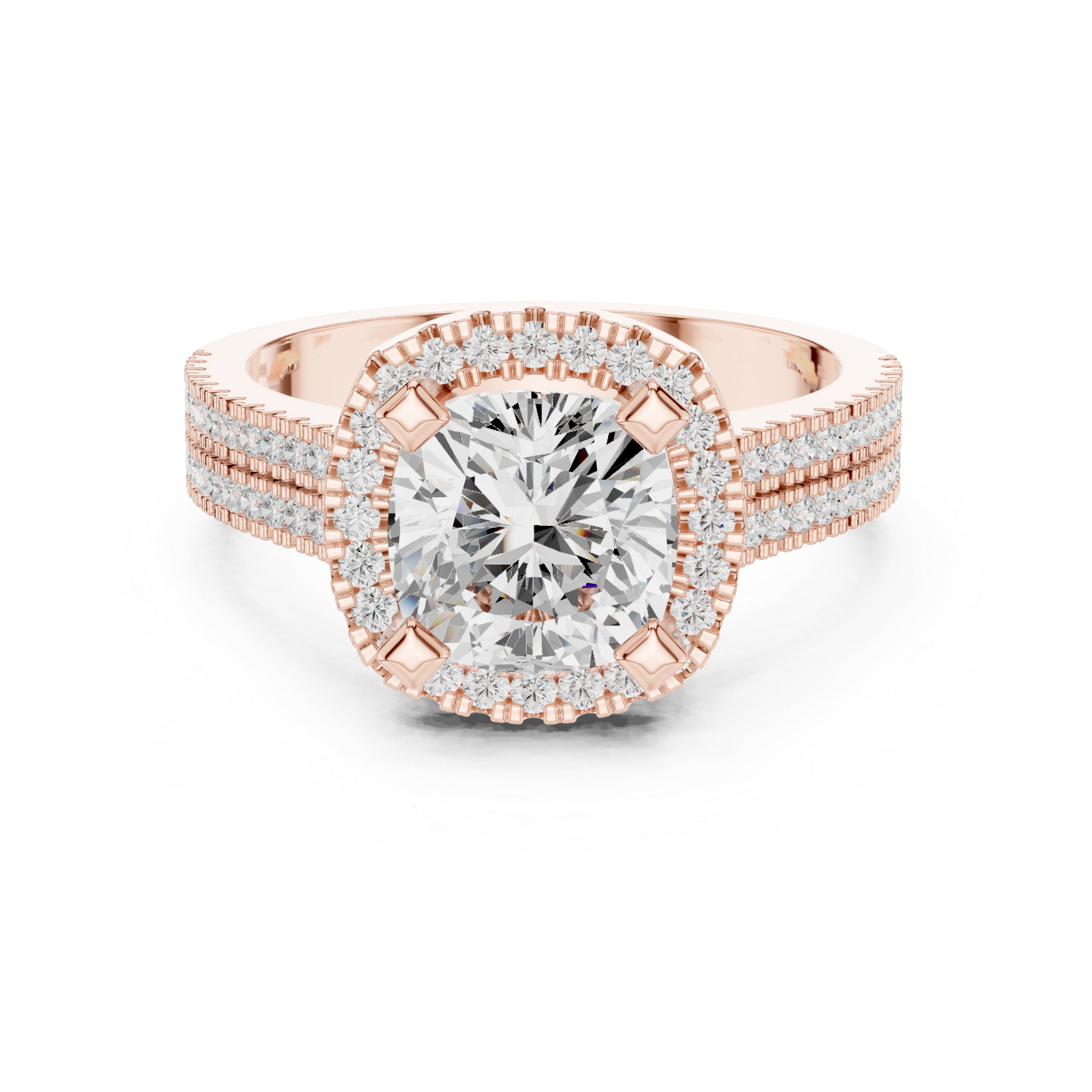 Round Cut Lab-Grown Diamond Halo Ring in Rose Gold – Kiashaa Jewellery