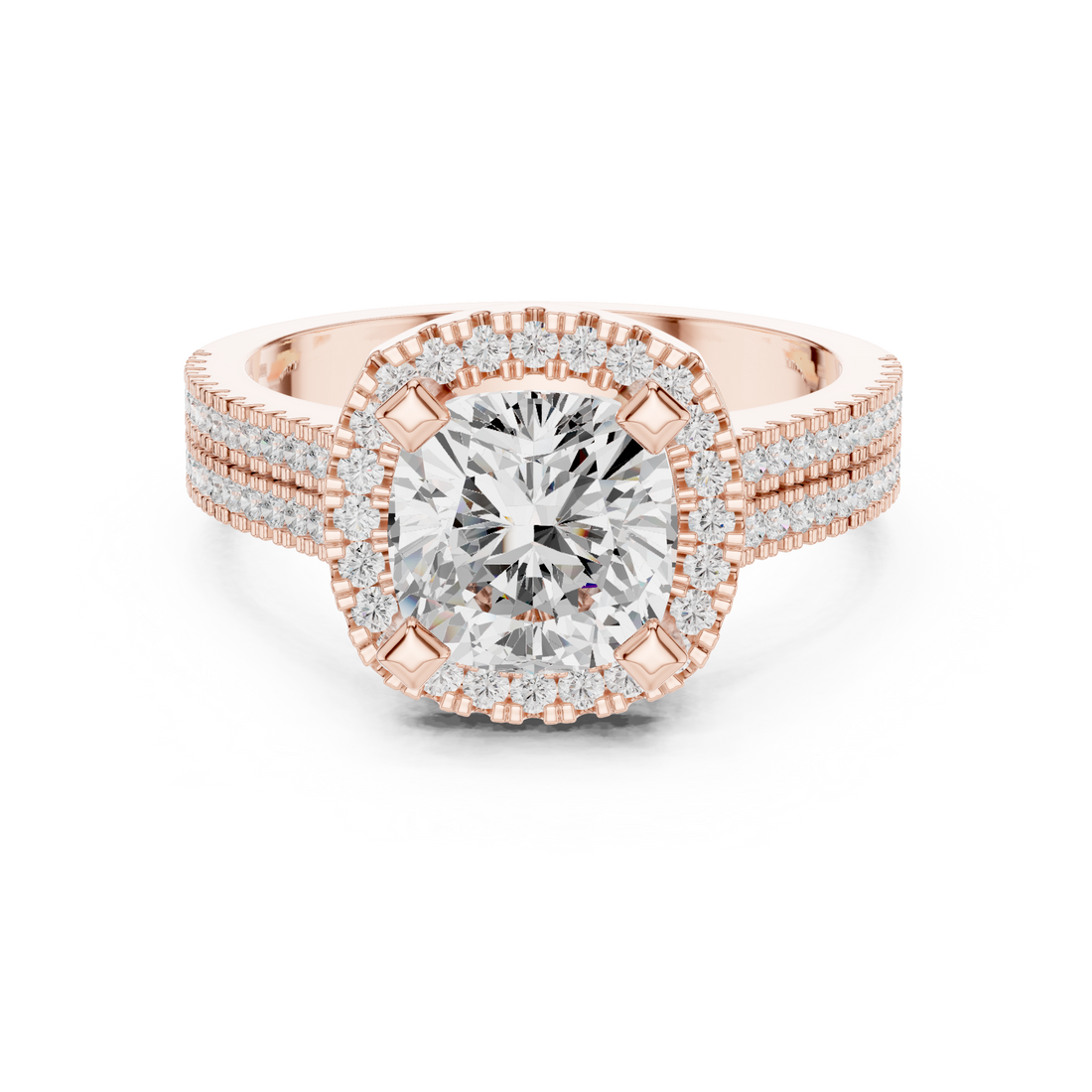 Round Cut Lab-Grown Diamond Halo Ring in Rose Gold – Kiashaa Jewellery