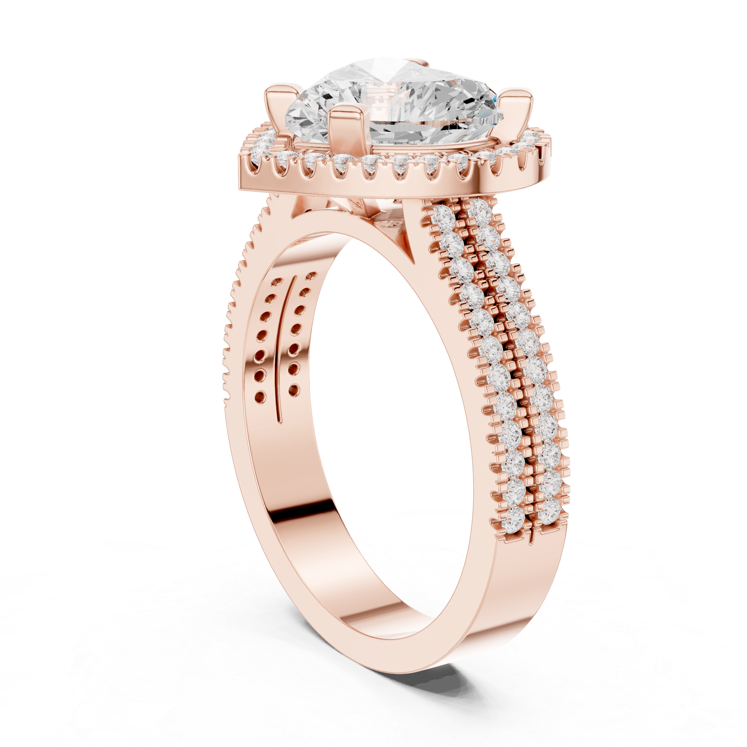 Heart Cut Lab-Grown Diamond Halo Ring in Rose Gold – Kiashaa Jewellery