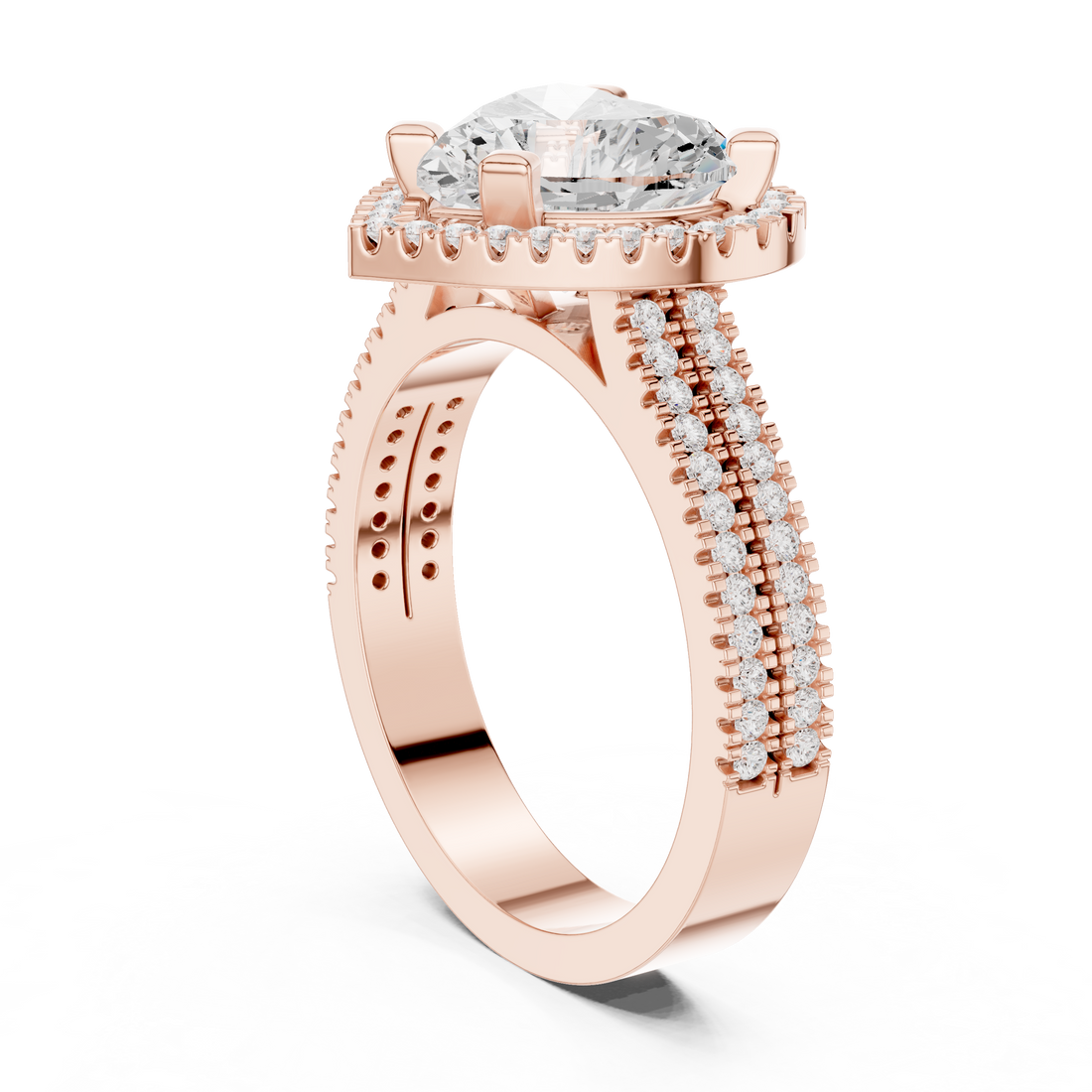 Heart Cut Lab-Grown Diamond Halo Ring in Rose Gold – Kiashaa Jewellery