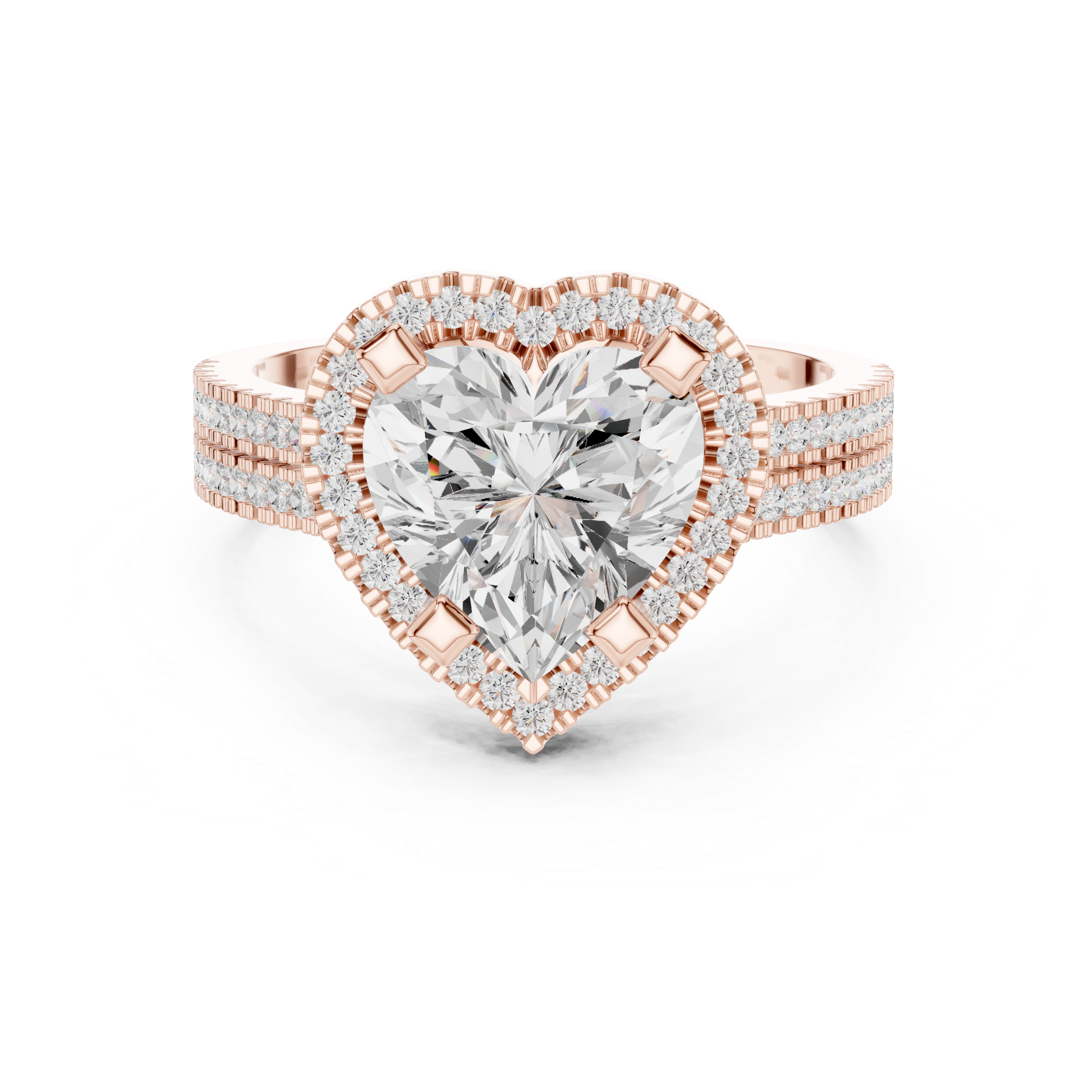 Heart Cut Lab-Grown Diamond Halo Ring in Rose Gold – Kiashaa Jewellery