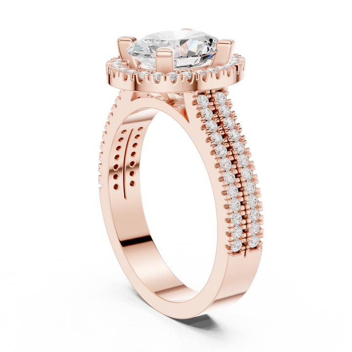 Oval Cut Lab-Grown Diamond Halo Ring in Rose Gold – Kiashaa Jewellery