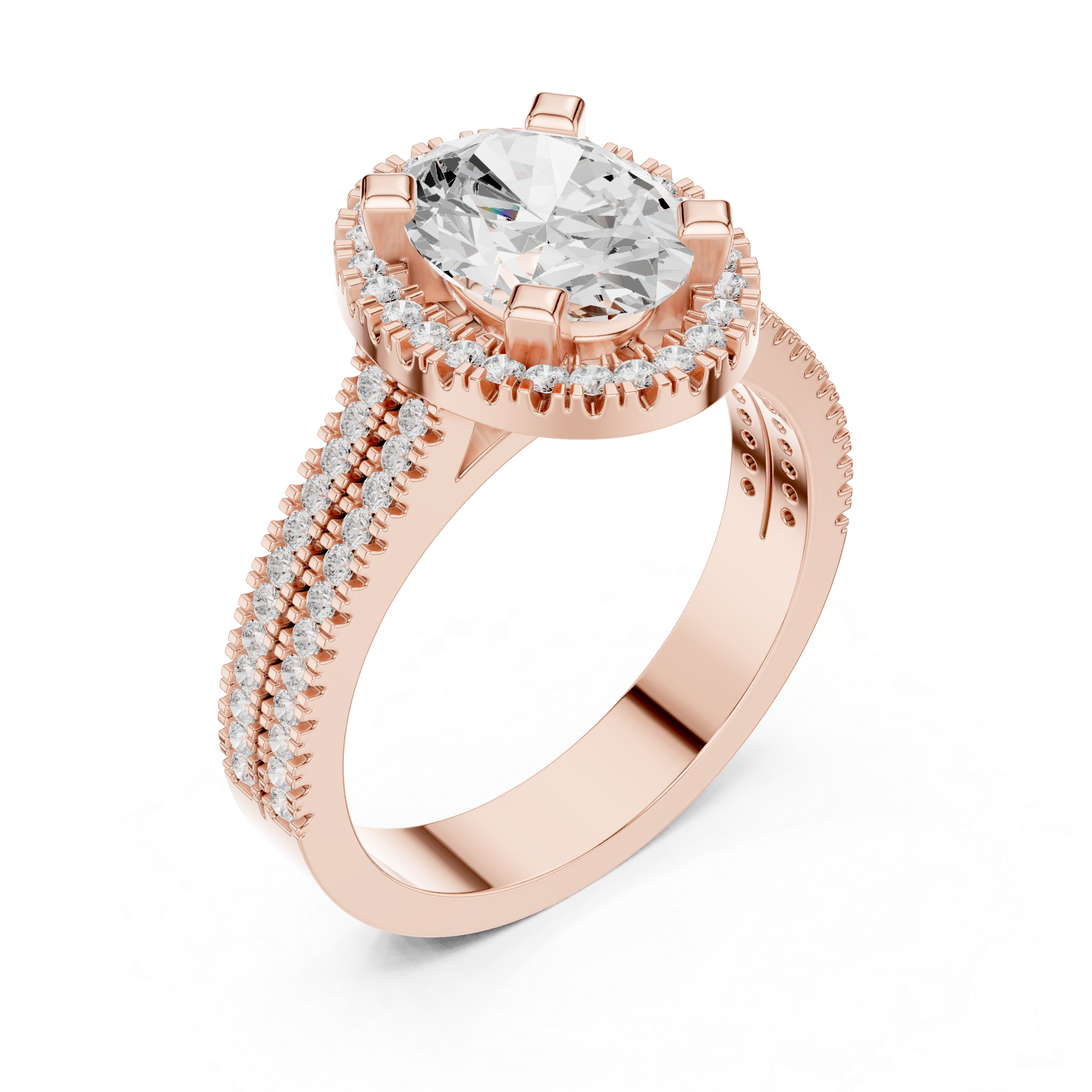 Oval Cut Lab-Grown Diamond Halo Ring in Rose Gold – Kiashaa Jewellery